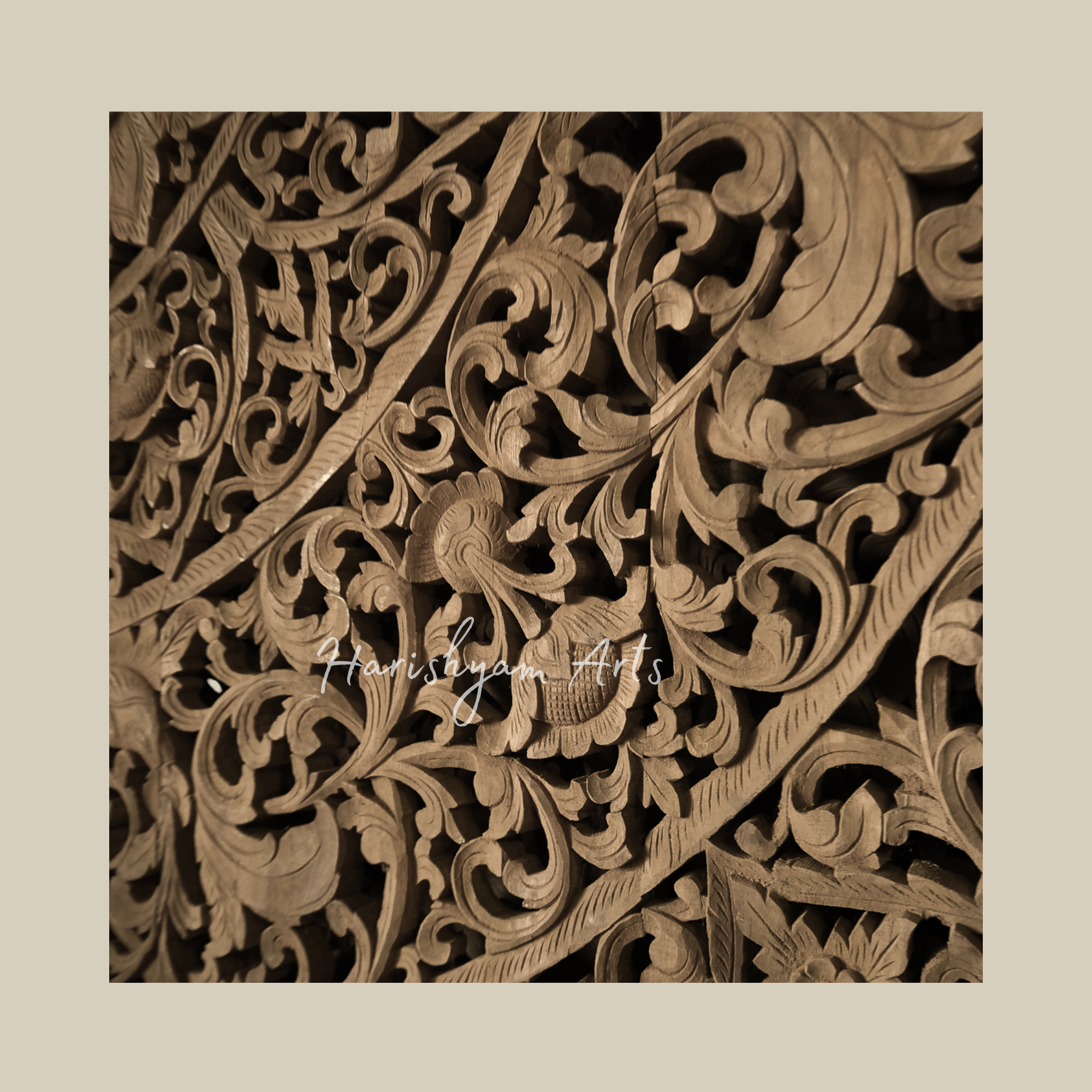 120" Large Teak Wood Lotus Panel For for restaurants, hotels or luxury homes3