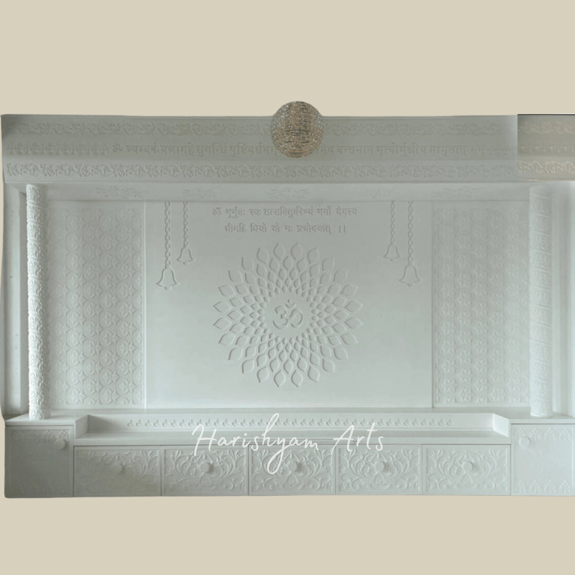 120" Large Corian Mandir Design for Home