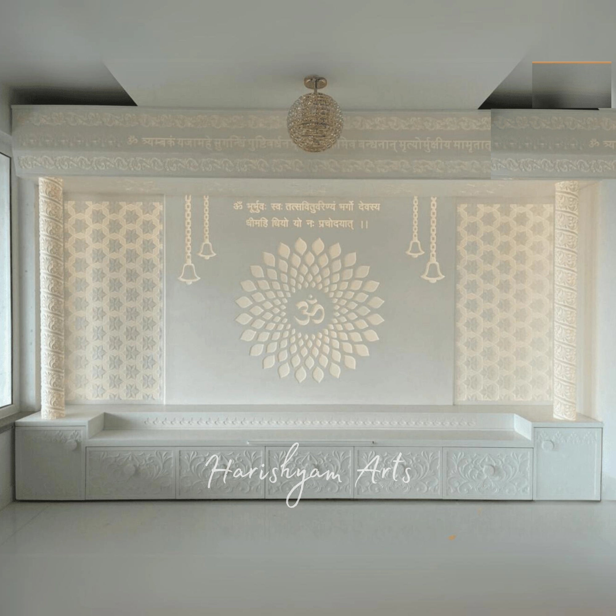 120" Large Corian Mandir Design for Home1