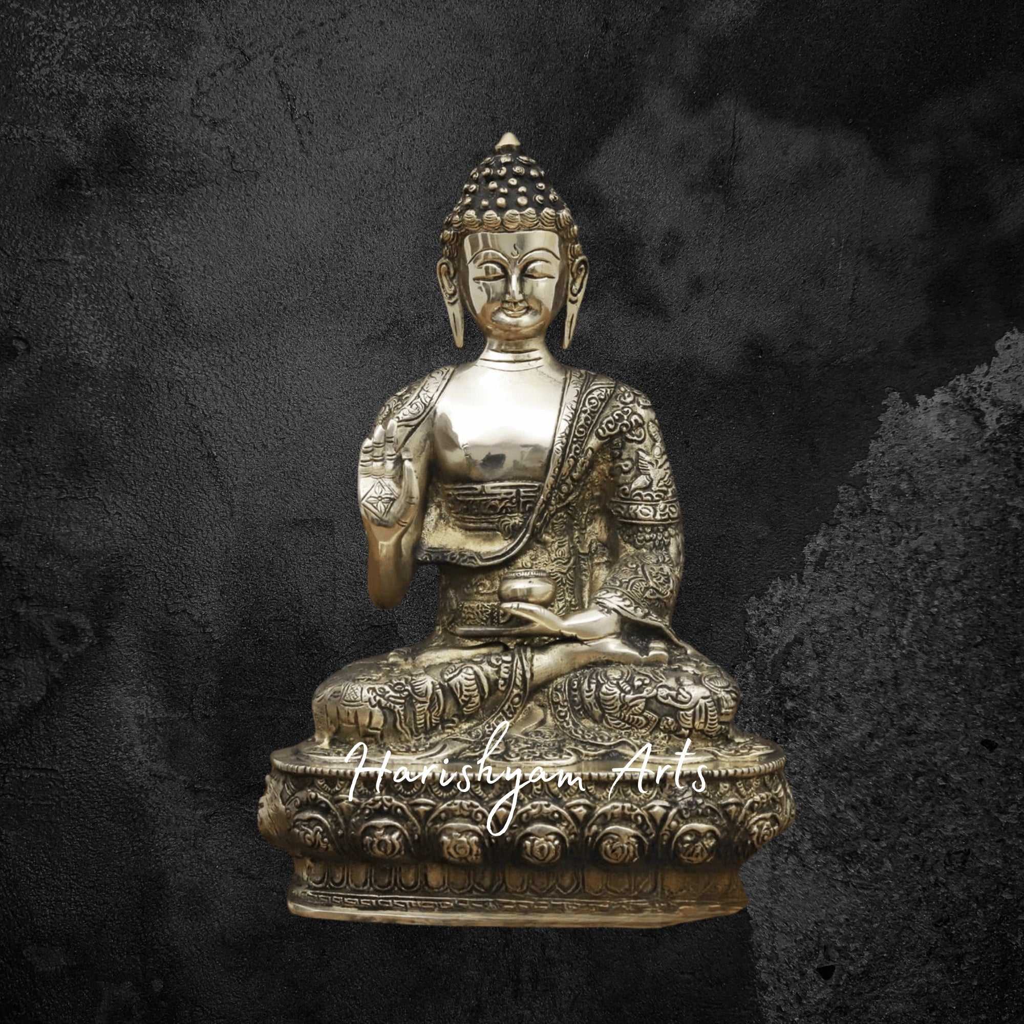 12" Brass Buddha Statue for Office in Resting Pose with Elegant Craftsmanship