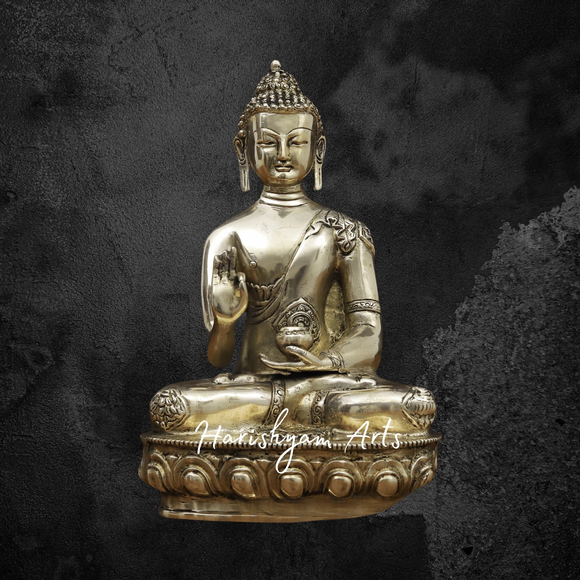12" Brass Buddha Statue for Office in Resting Pose with Elegant Craftsmanship