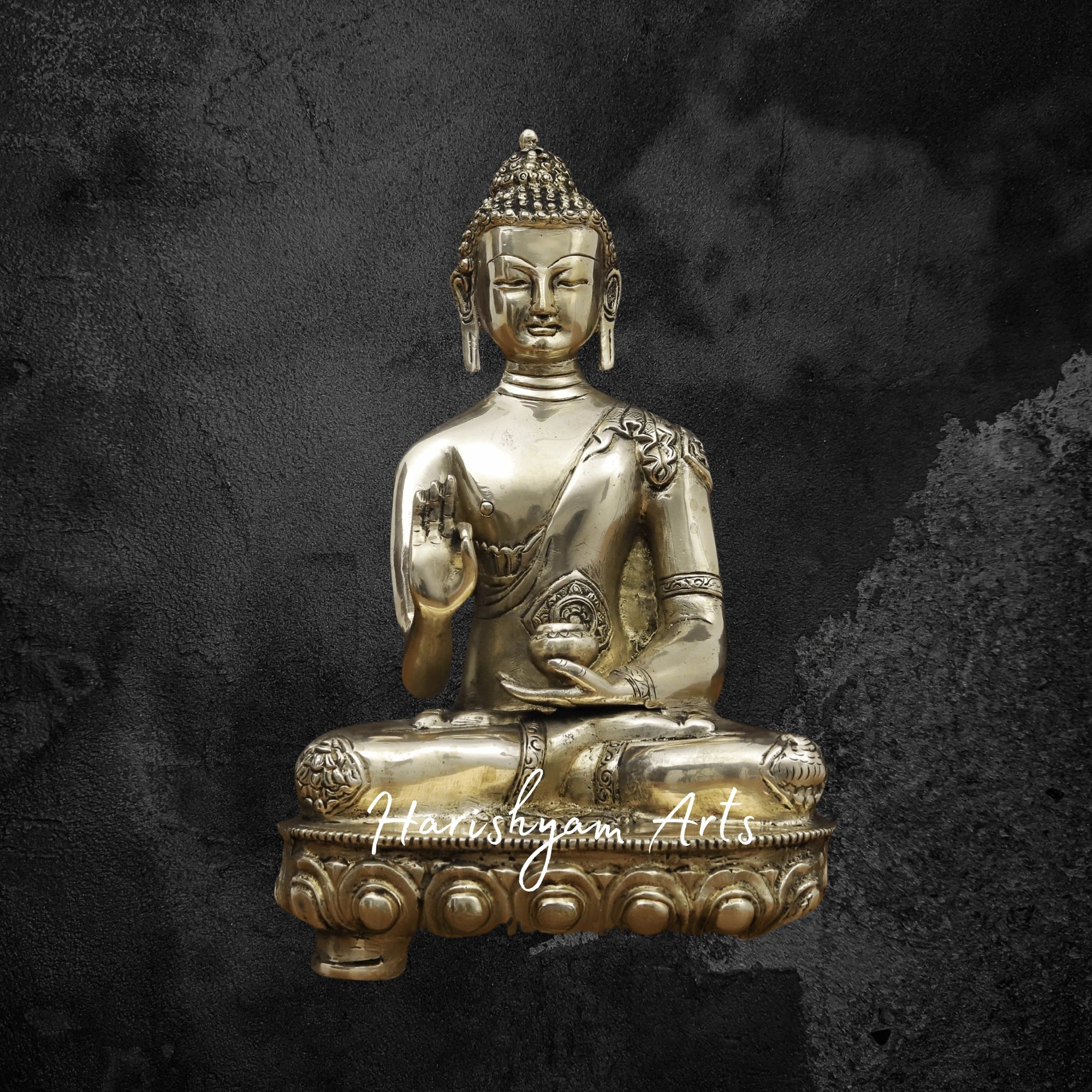 12" Brass Buddha Statue for Office in Resting Pose with Elegant Craftsmanship