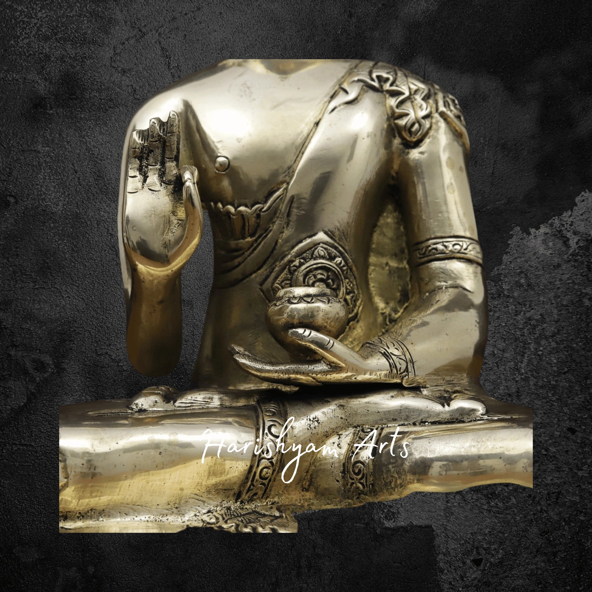 12" Brass Buddha Statue for Office in Resting Pose with Elegant Craftsmanship