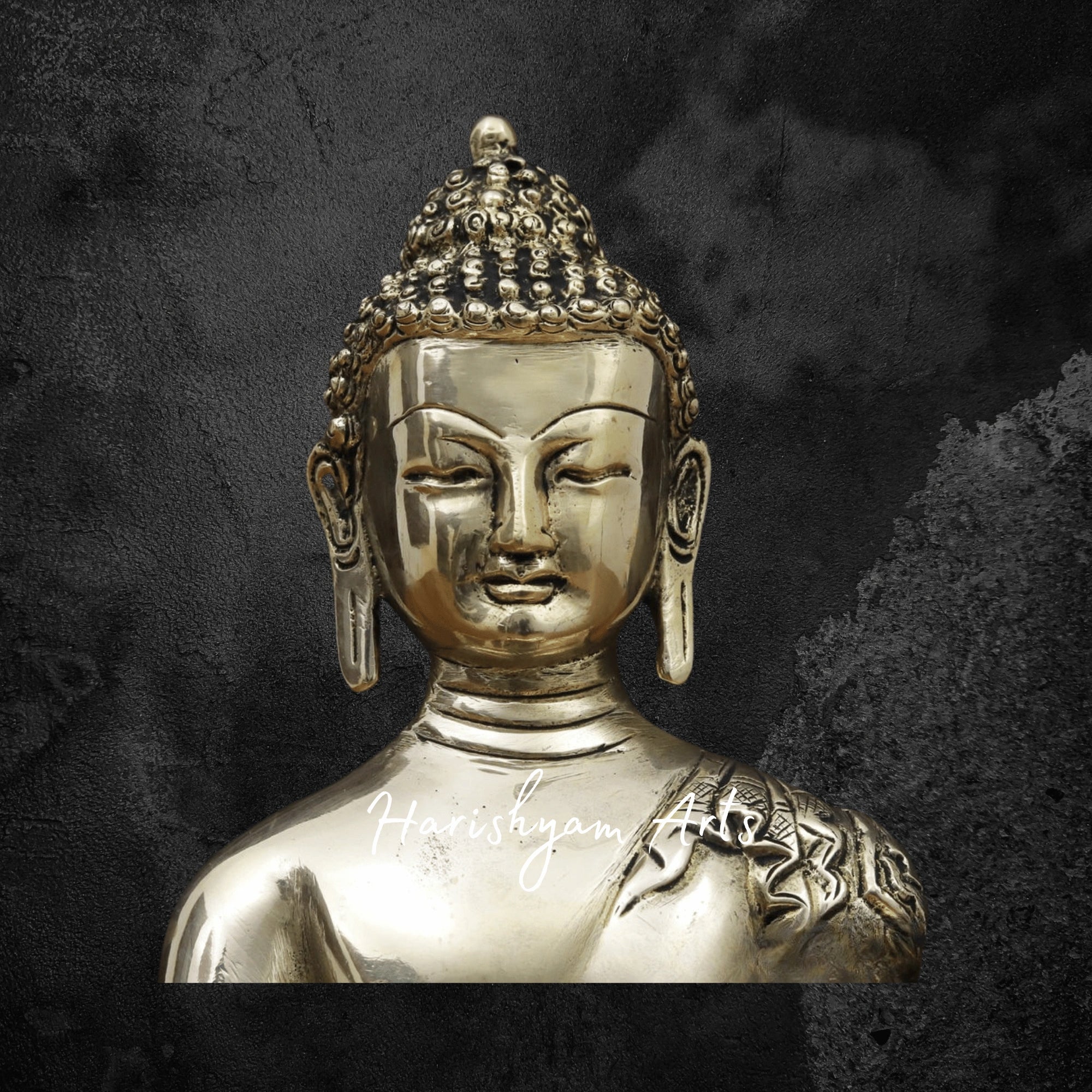 12" Brass Buddha Statue for Office in Resting Pose with Elegant Craftsmanship