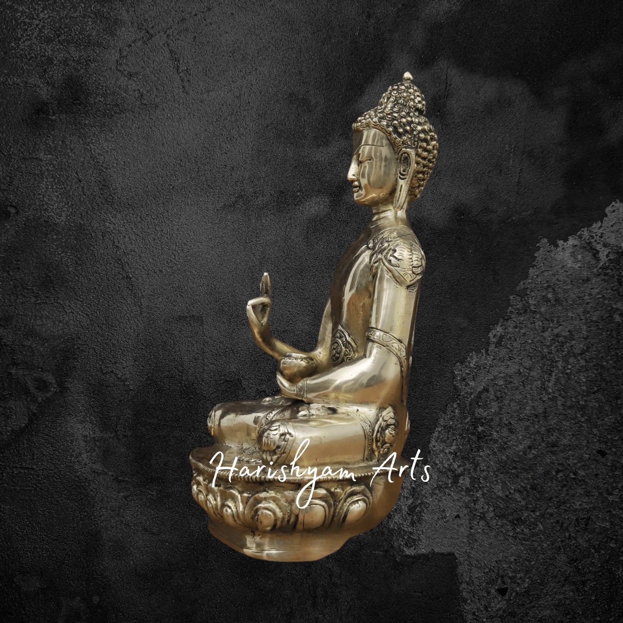 12" Brass Buddha Statue for Office in Resting Pose with Elegant Craftsmanship