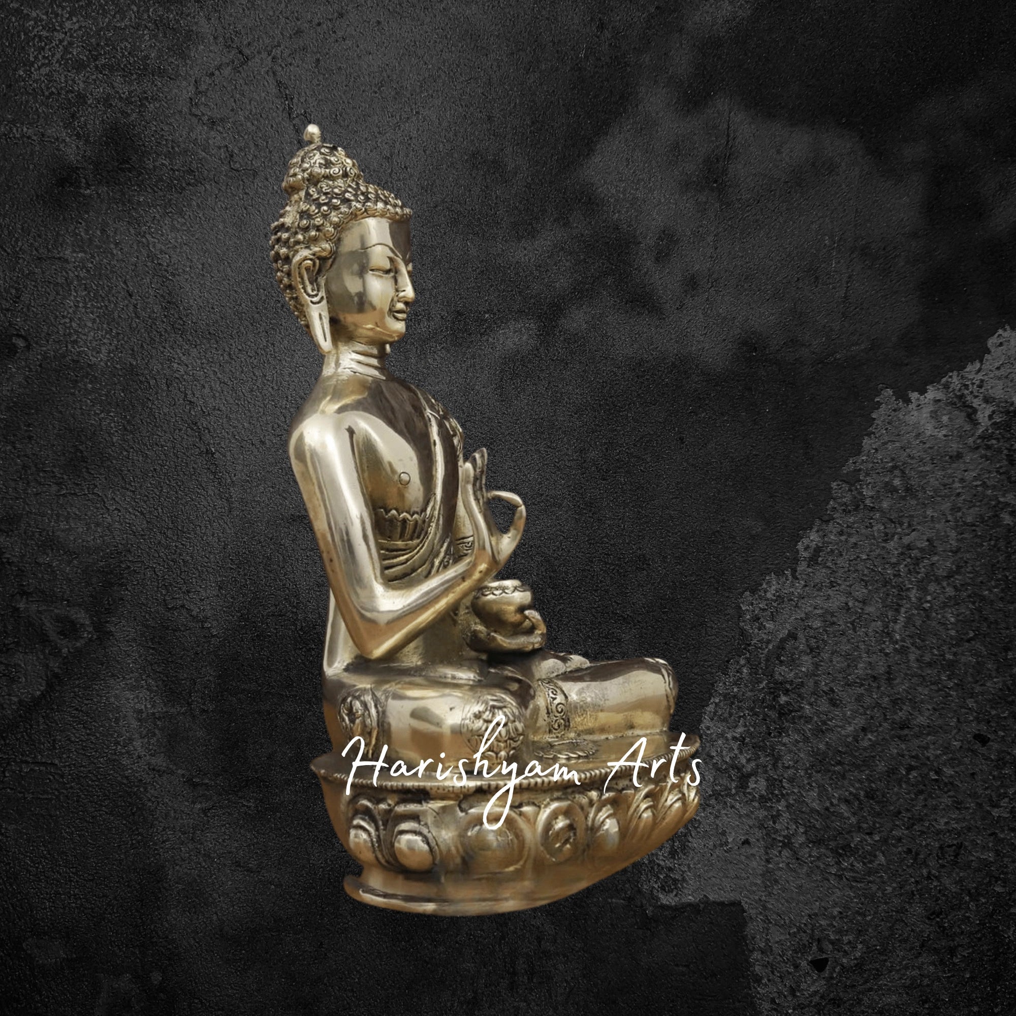 12" Brass Buddha Statue for Office in Resting Pose with Elegant Craftsmanship