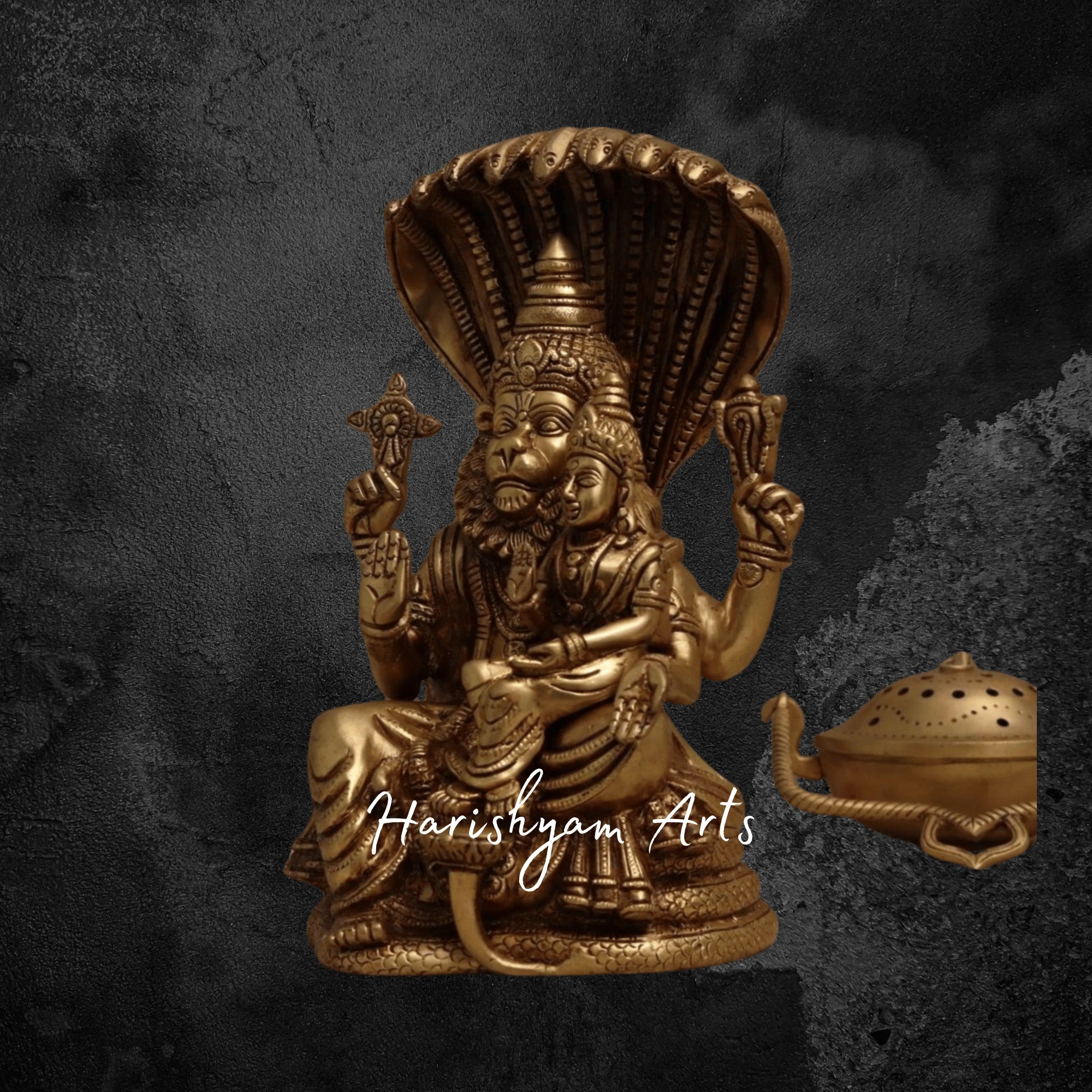 12" Brass Lakshmi Narasimha Idol for Pooja Room and Home Temple Décor1