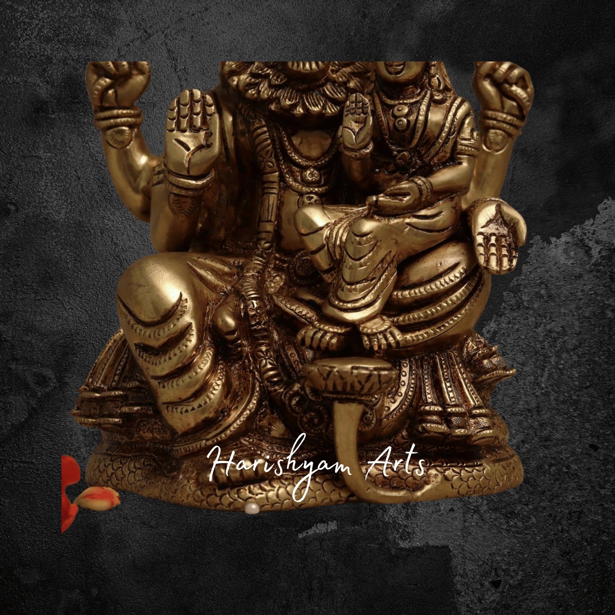 12" Brass Lakshmi Narasimha Idol for Pooja Room and Home Temple Décor2