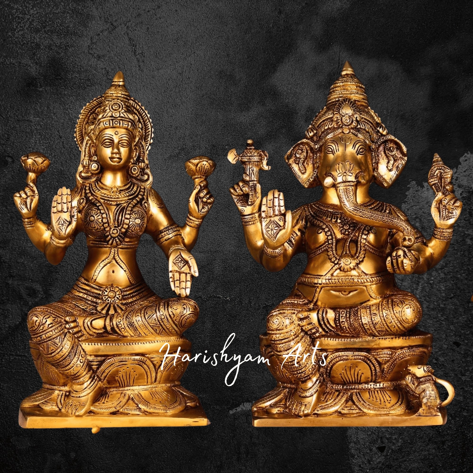 12" Brass Laxmi Ganesh Idol