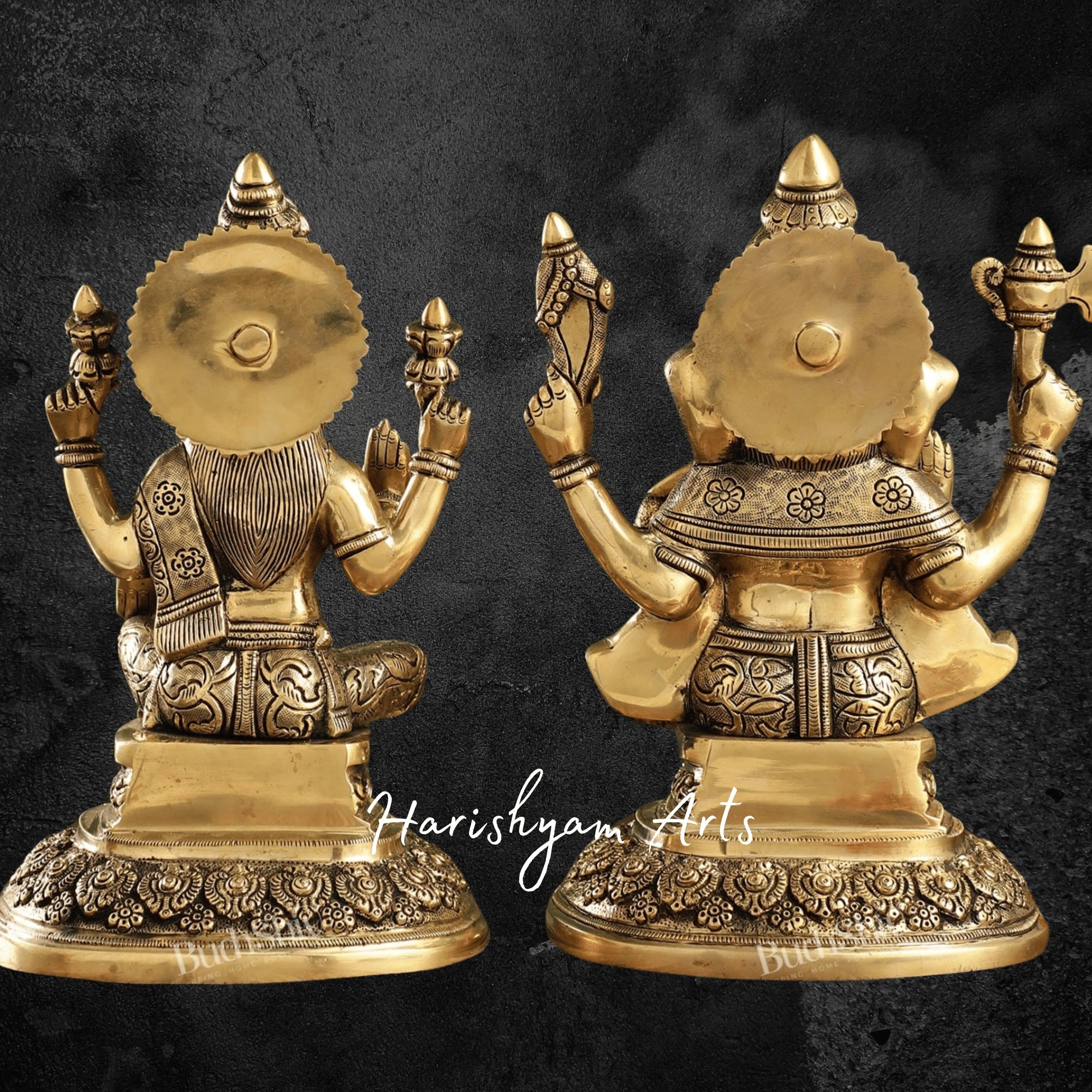 12" Brass Laxmi Ganesh Idol for Home Décor and Gifts3