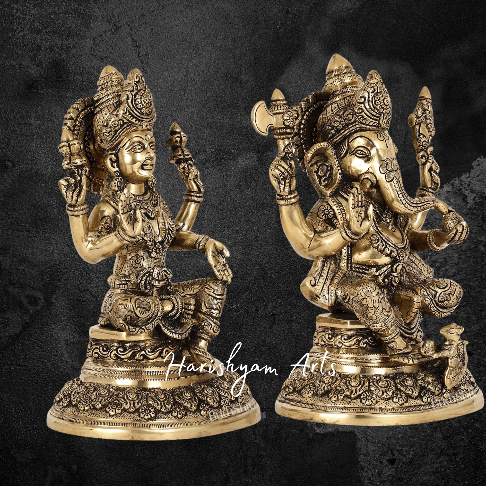12" Brass Laxmi Ganesh Idol for Home Décor and Gifts5