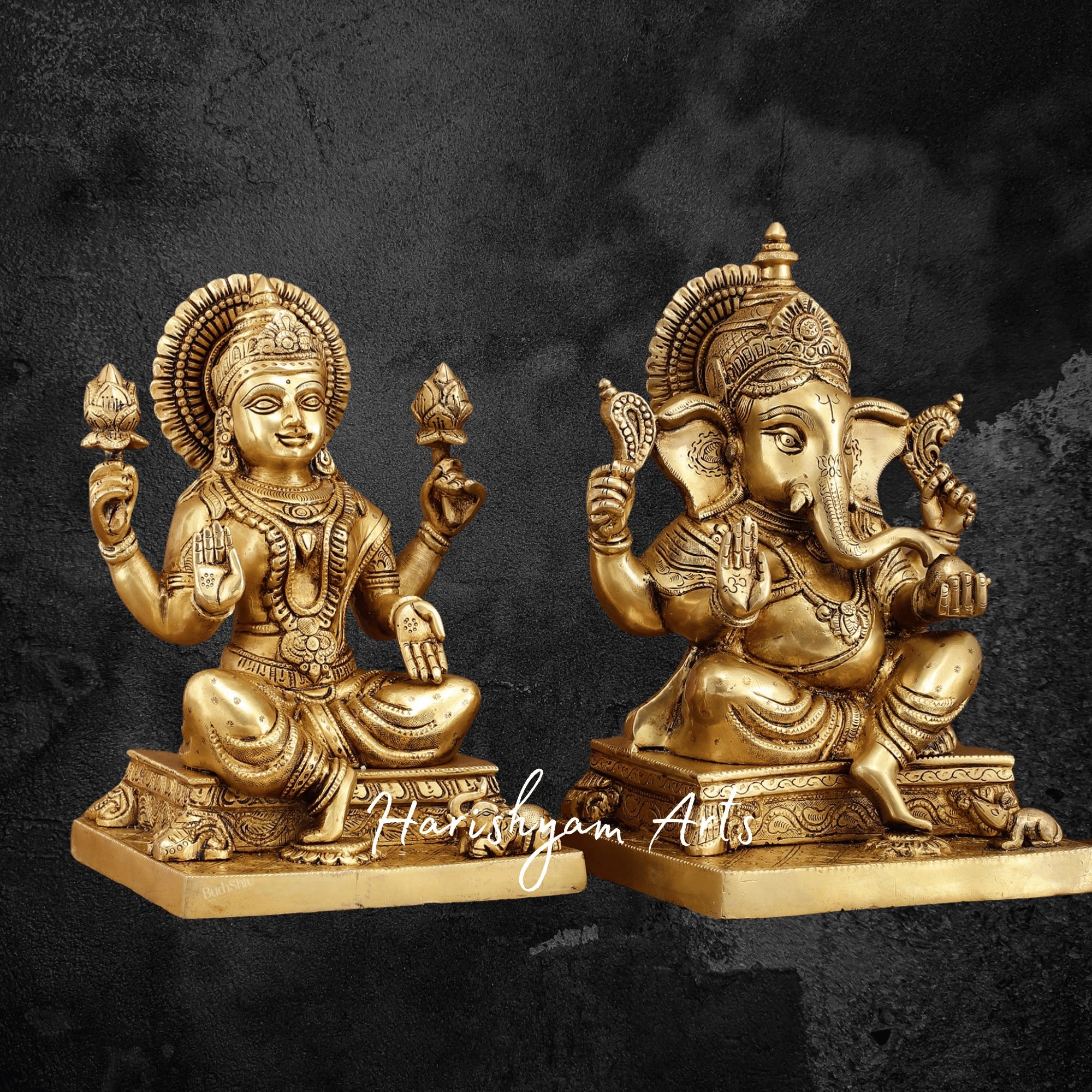 12" Brass Laxmi Ganesh Idol for Wealth and Prosperity4