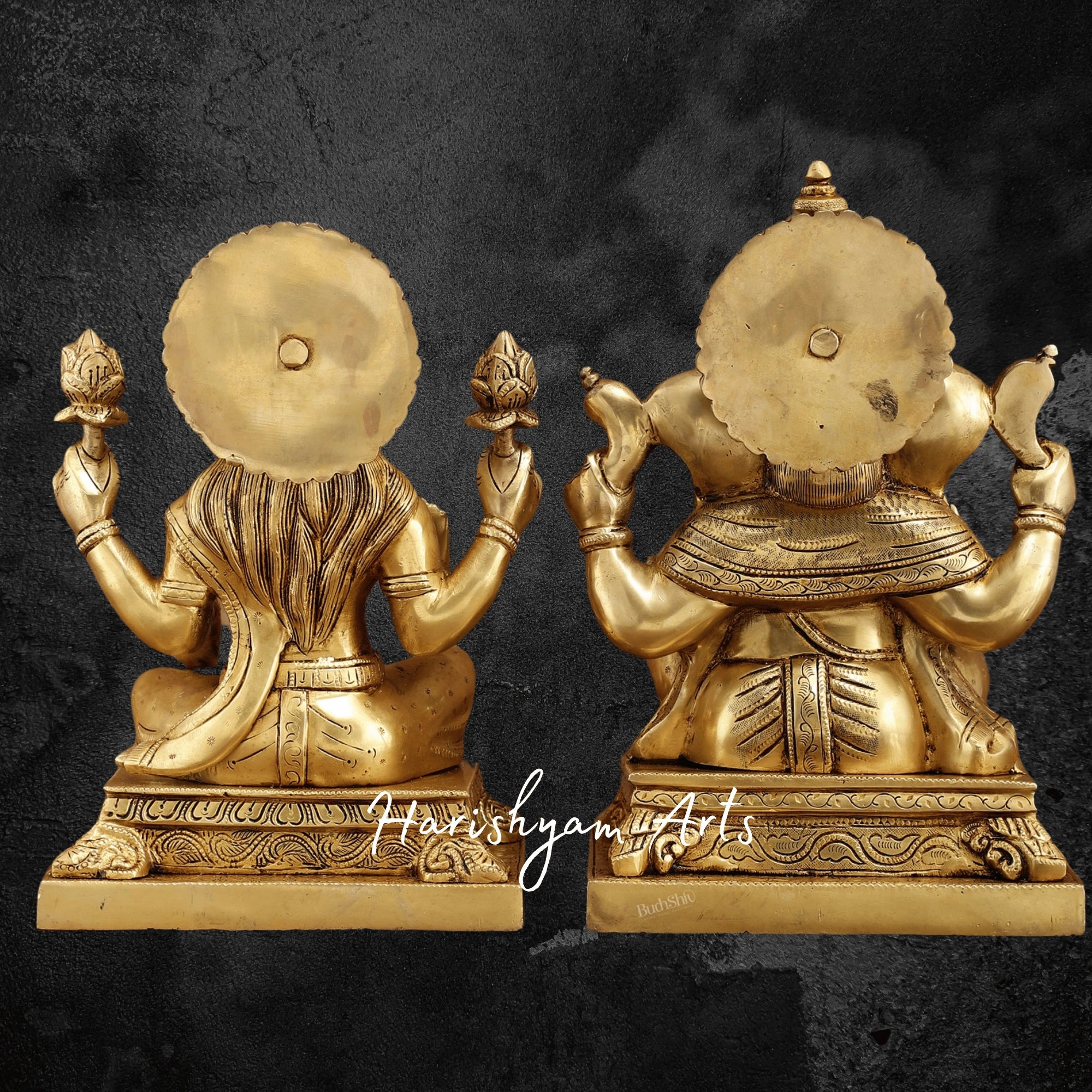 12" Brass Laxmi Ganesh Idol for Wealth and Prosperity5