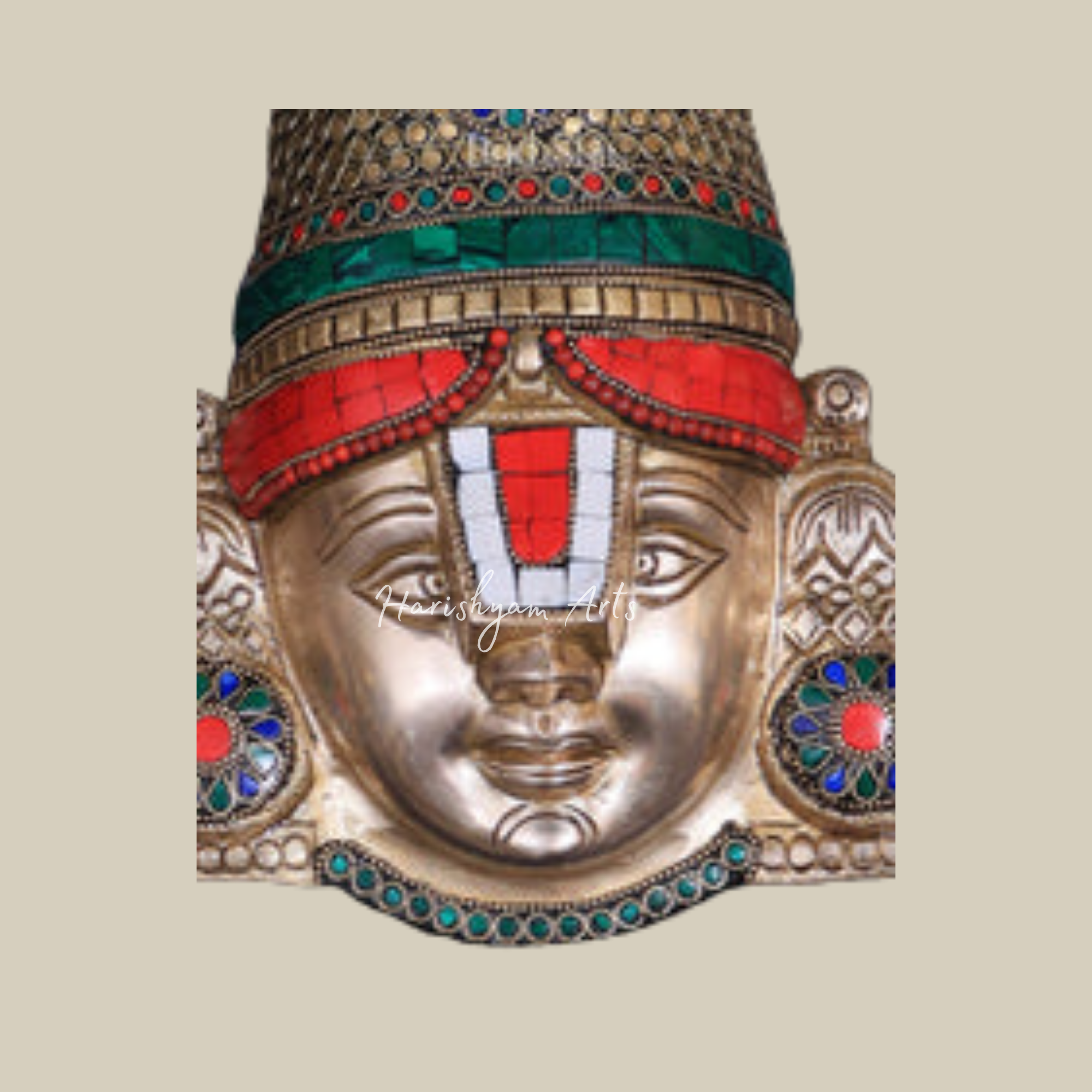 12" Brass Lord Tirupati Balaji Face with Shankhu Chakra