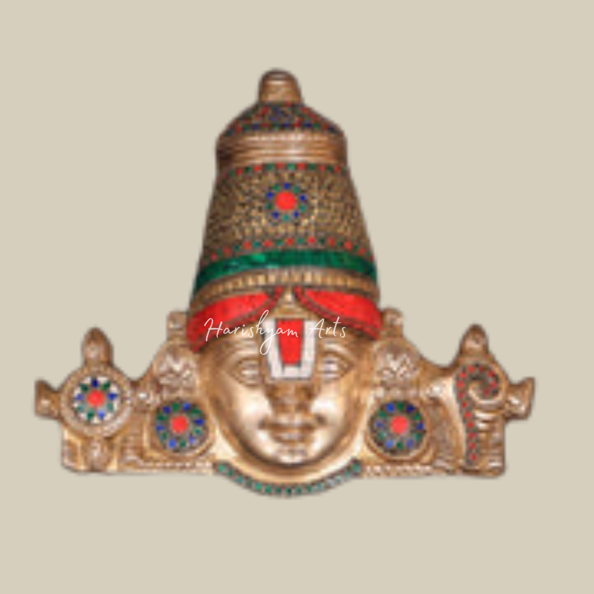 12" Brass Lord Tirupati Balaji Face with Shankhu Chakra3