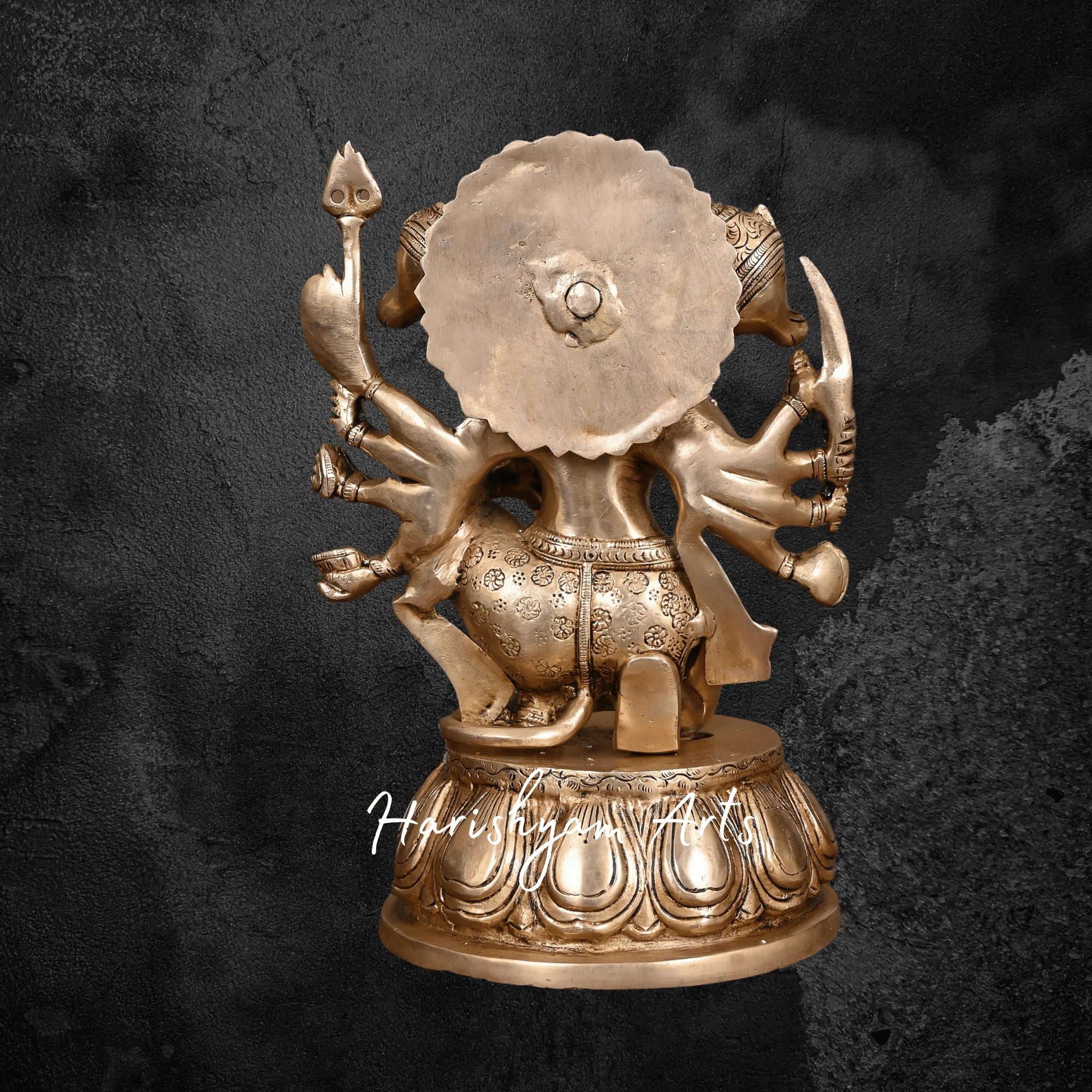 12" Brass Panchmukhi Hanuman Murti Superfine Hanuman Idol for Home and Temple