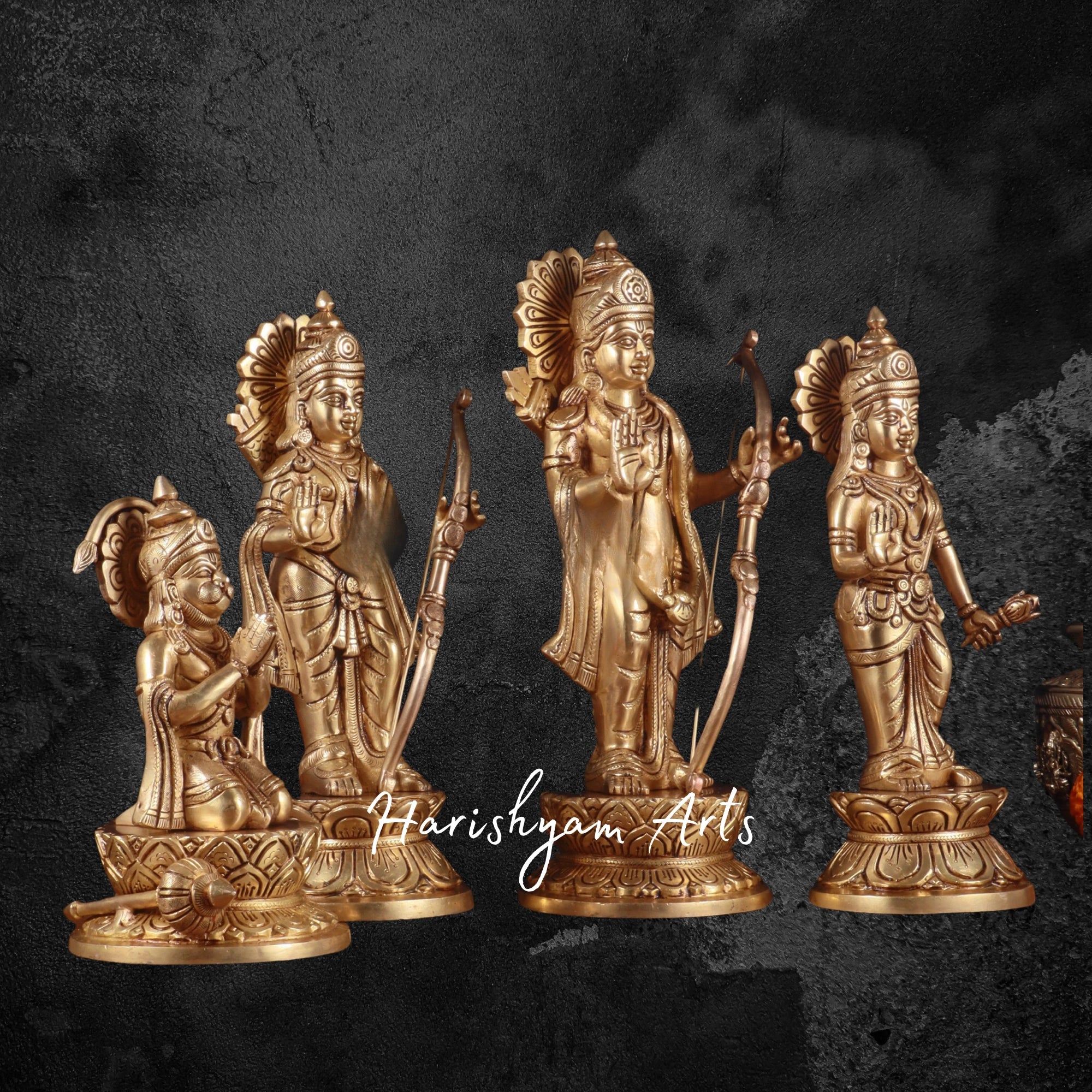 12" Brass Ram Darbar Statue for Home and Pooja Room