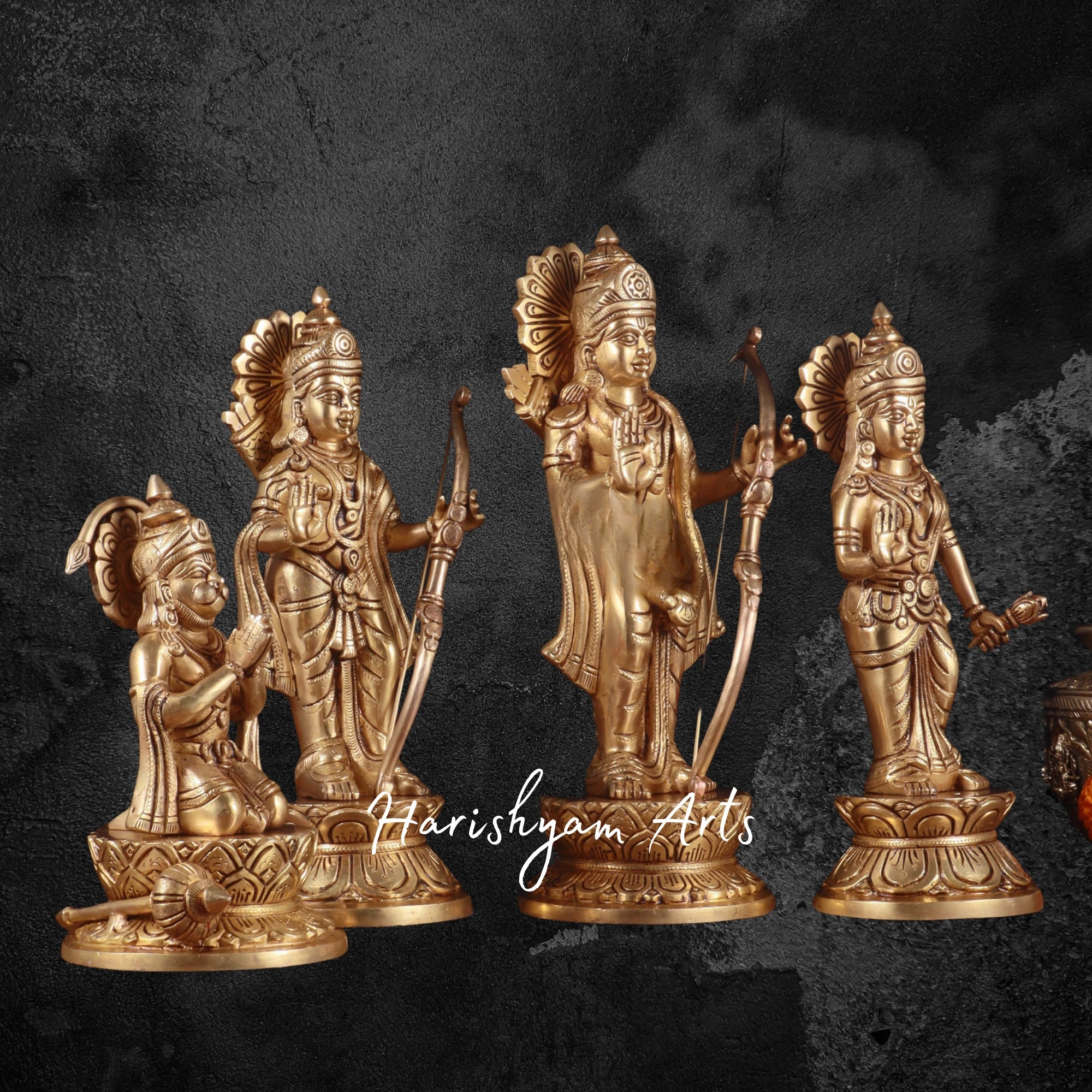 12" Brass Ram Darbar Statue for Home and Pooja Room