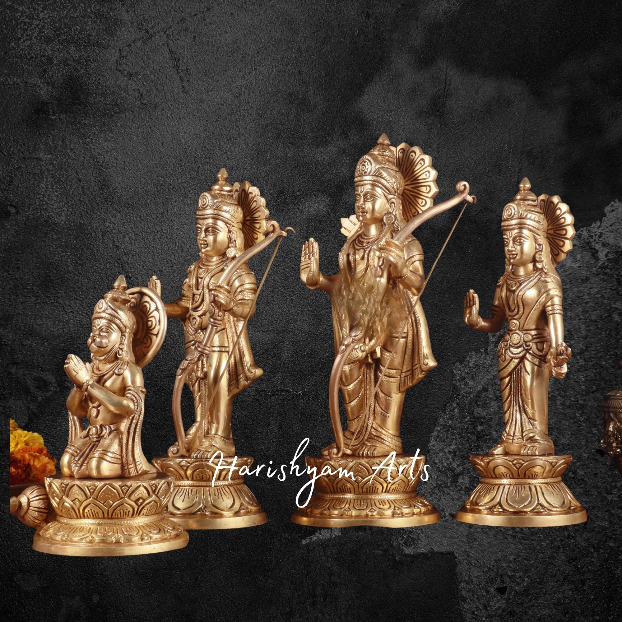 12" Brass Ram Darbar Statue for Home and Pooja Room