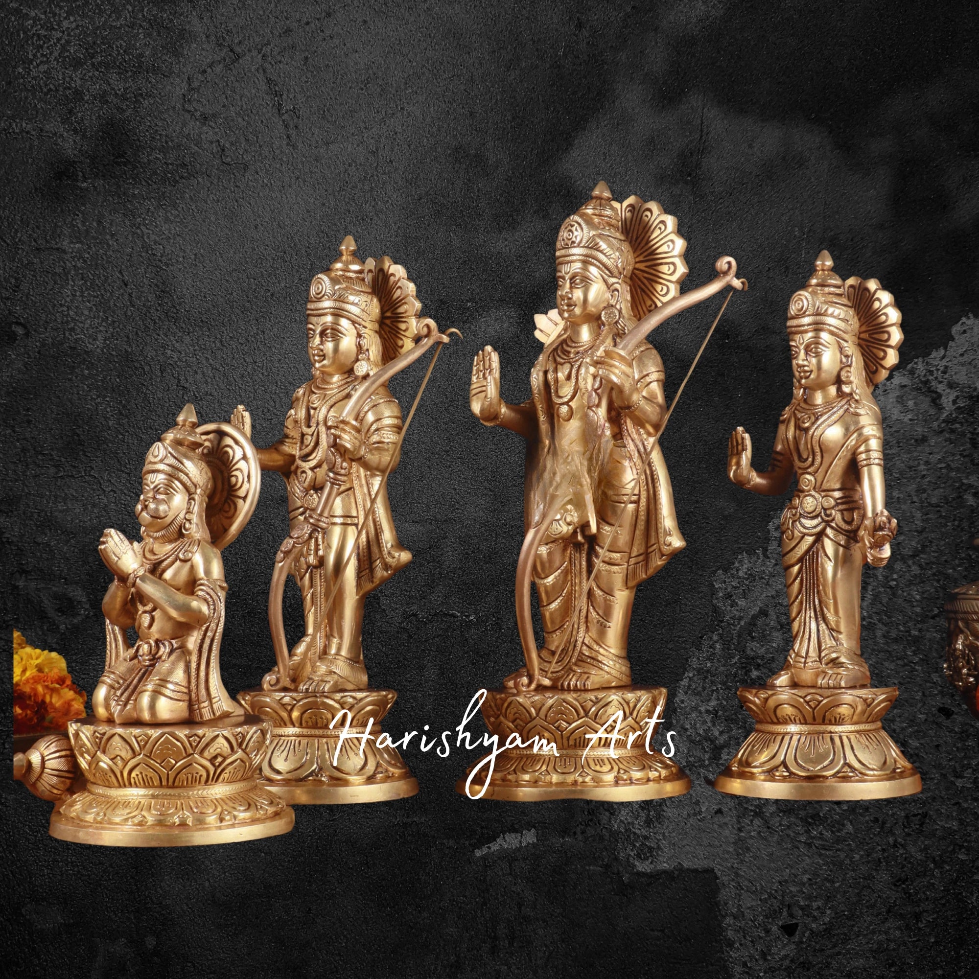 12" Brass Ram Darbar Statue for Home and Pooja Room