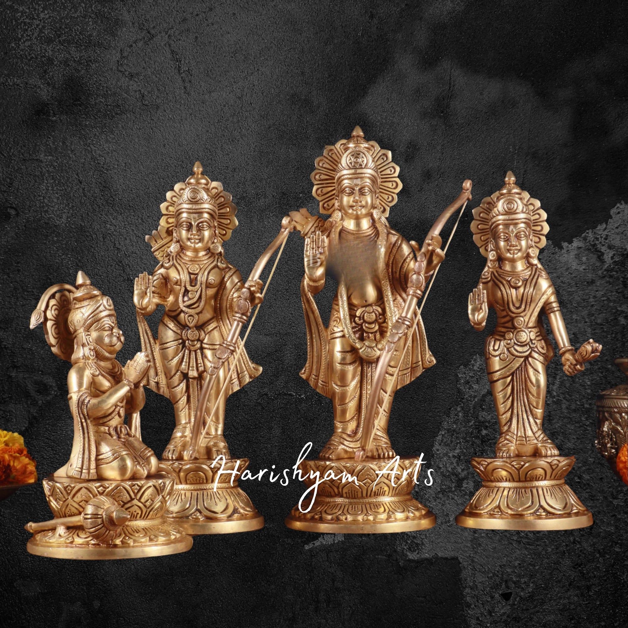 12" Brass Ram Darbar Statue for Home and Pooja Room
