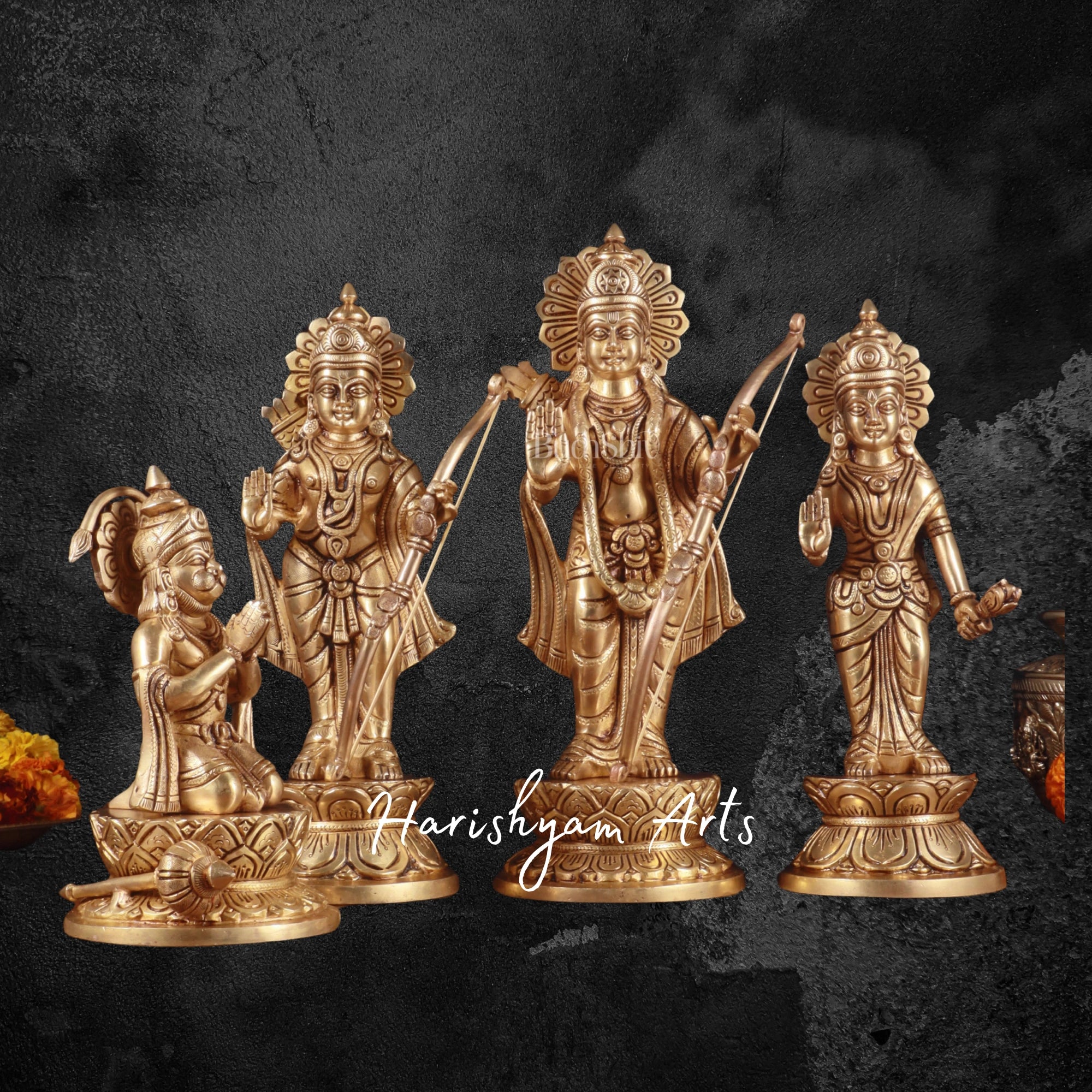 12" Brass Ram Darbar Statue for Home and Pooja Room