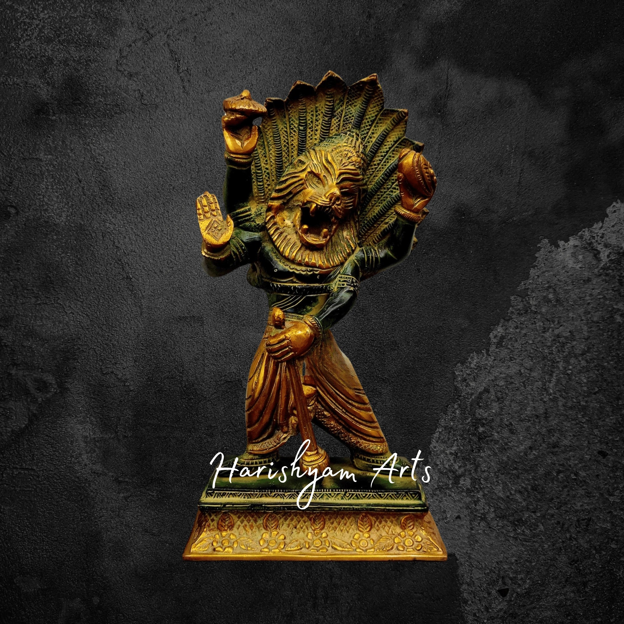12" Decorative Brass Narasingha Idol