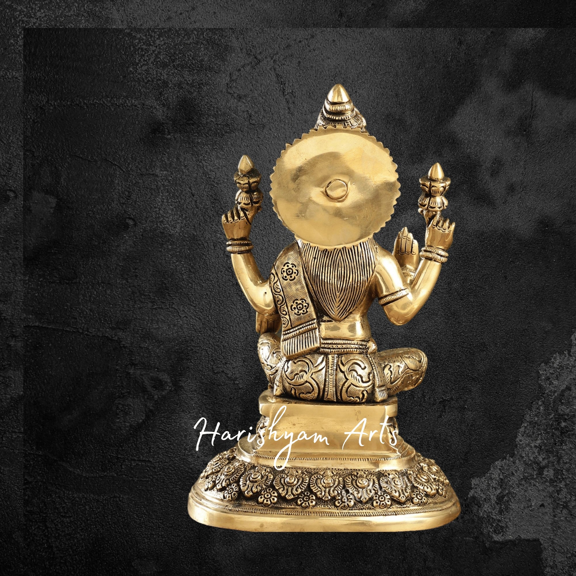 12" Exquisite Brass Lakshmi Idol for Pooja with Intricate Detailing