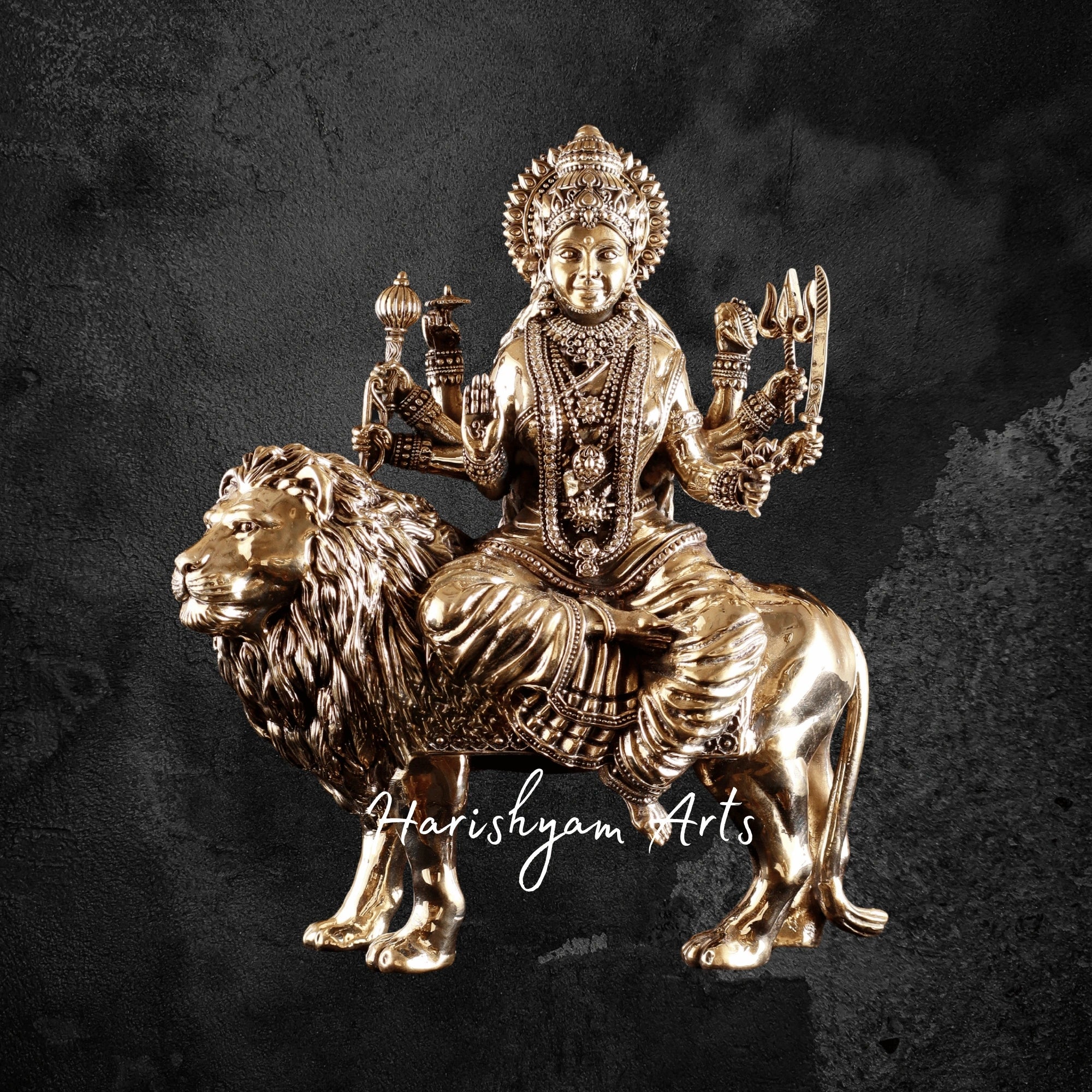 12" Intricately Crafted Superfine Brass Durga Maa Murti