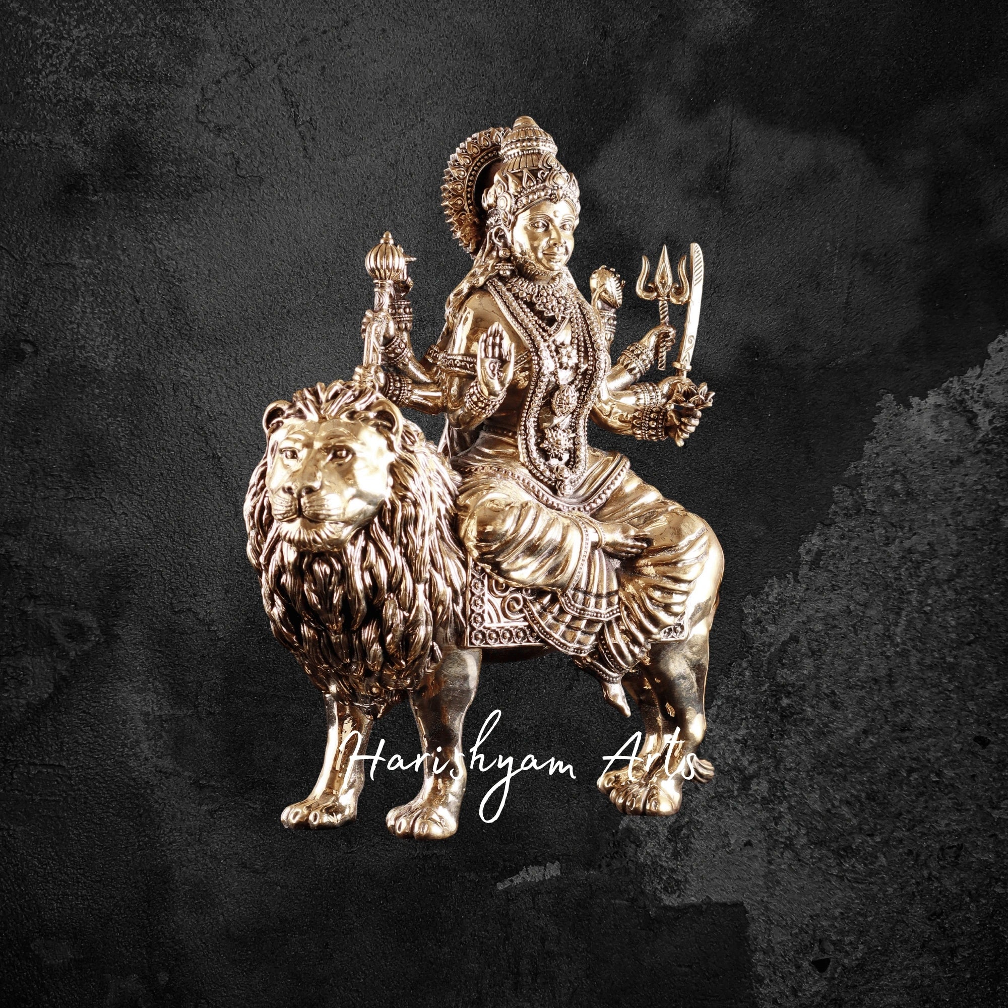 12" Intricately Crafted Superfine Brass Durga Maa Murti