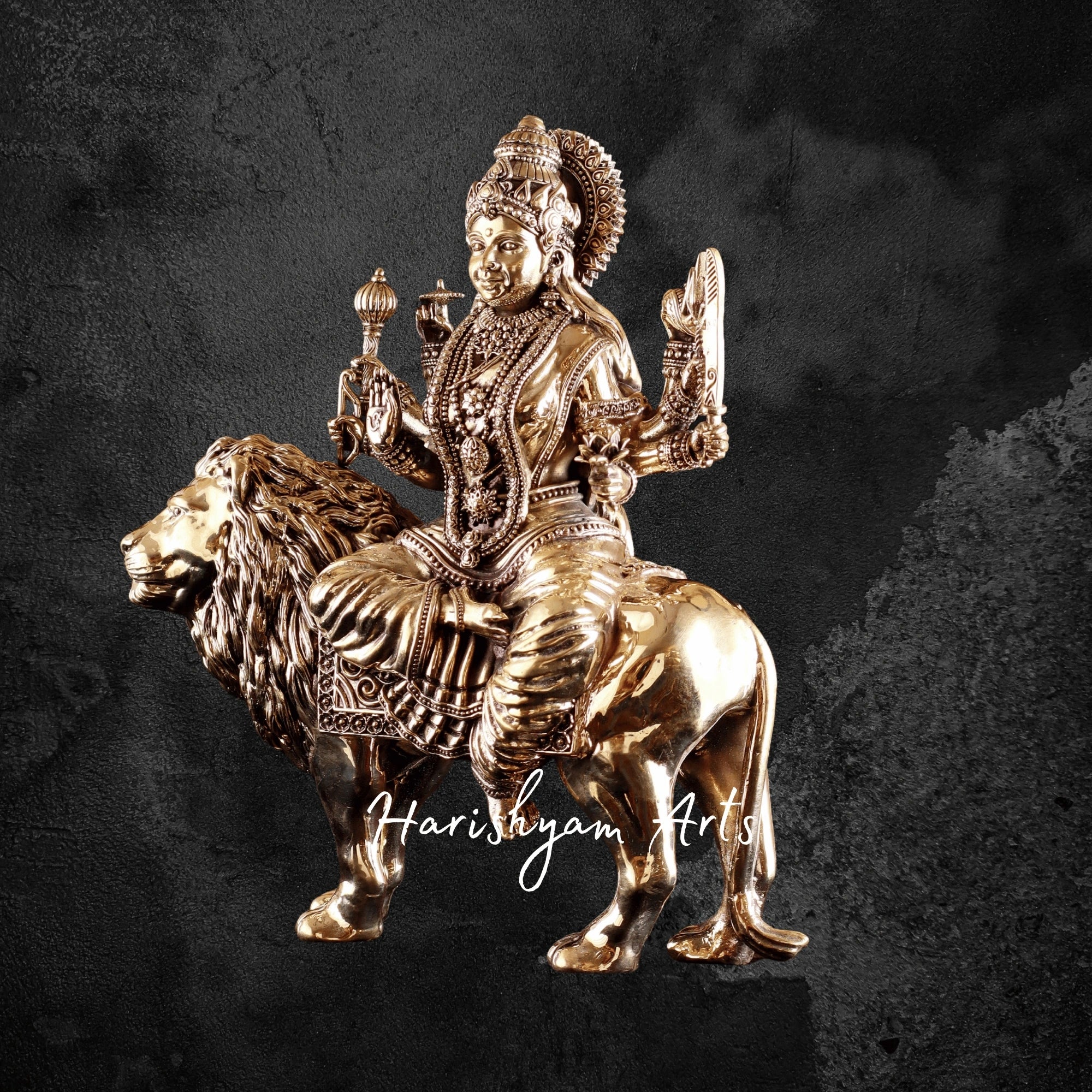 12" Intricately Crafted Superfine Brass Durga Maa Murti