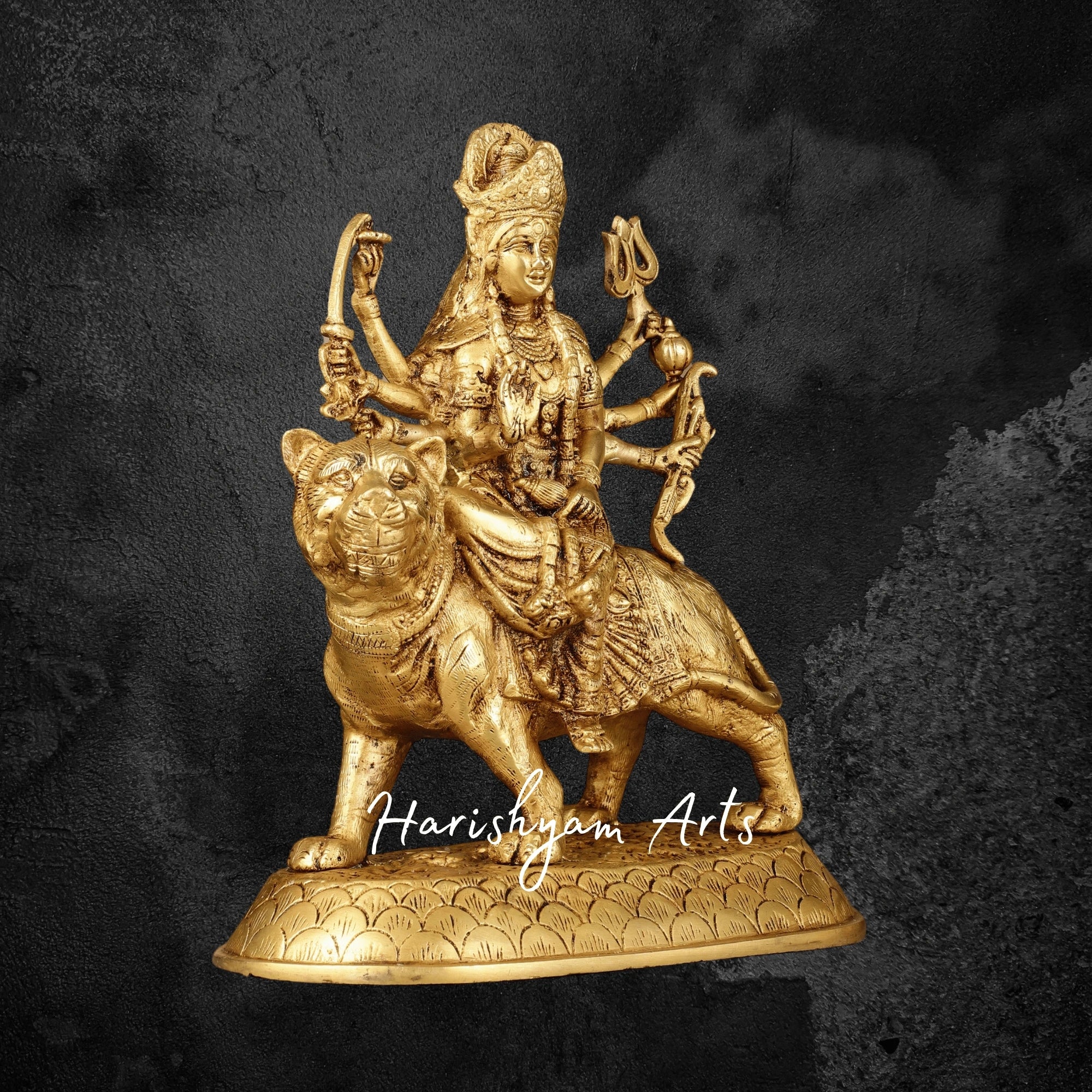12" Large Pure Brass Goddess Durga Mata Murti for Temple