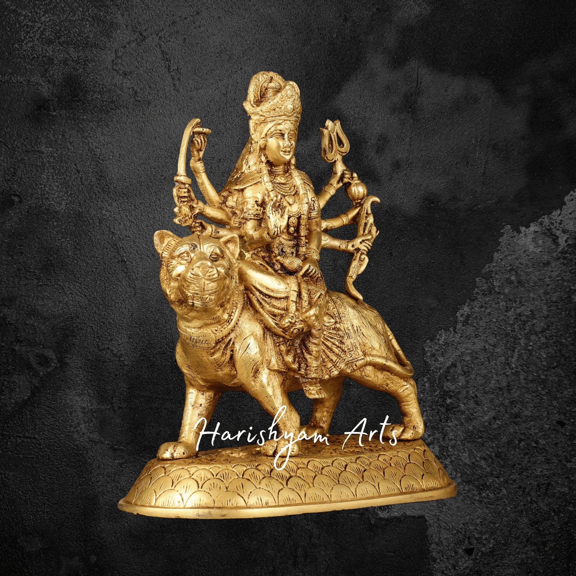 12" Large Pure Brass Goddess Durga Mata Murti for Temple