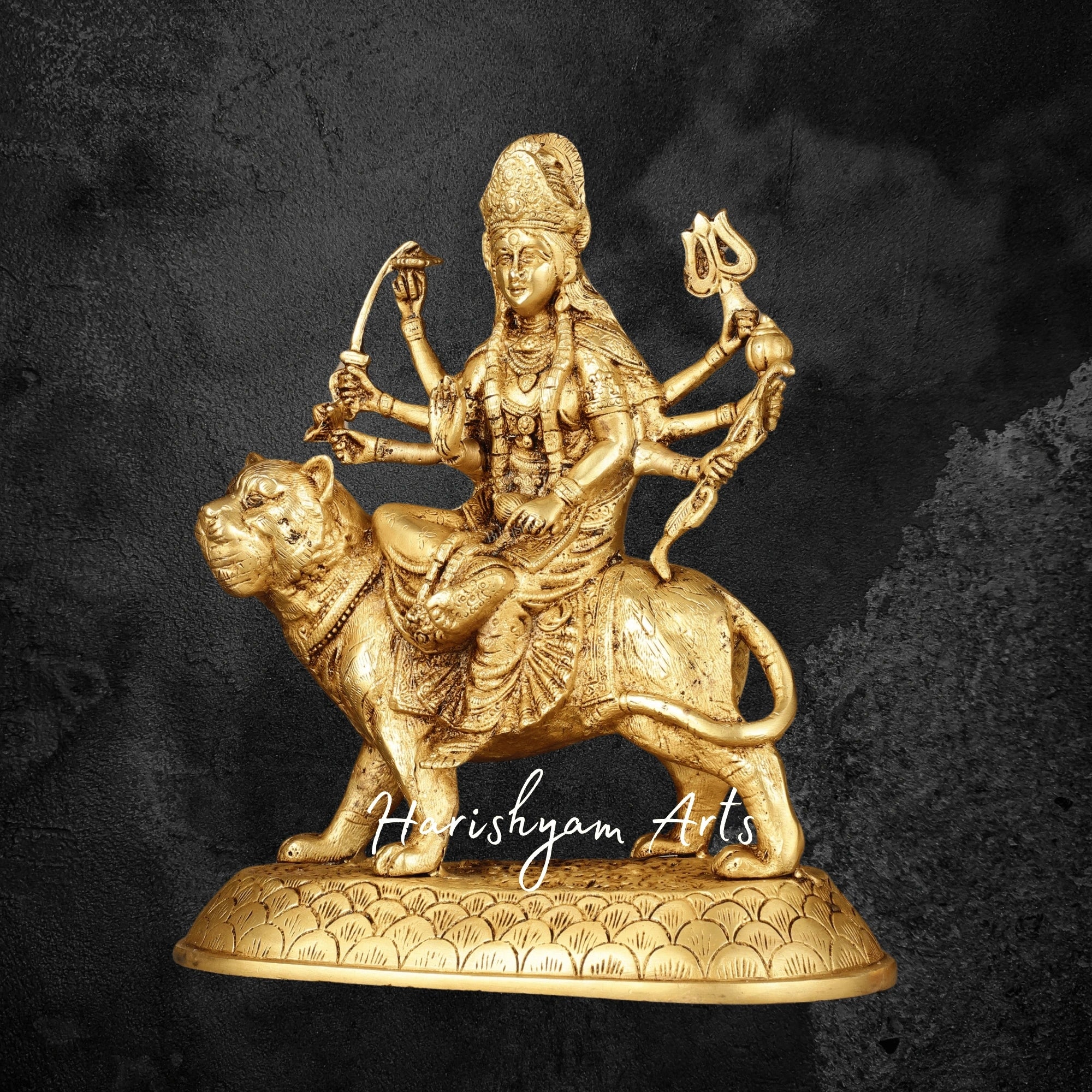 12" Large Pure Brass Goddess Durga Mata Murti for Temple