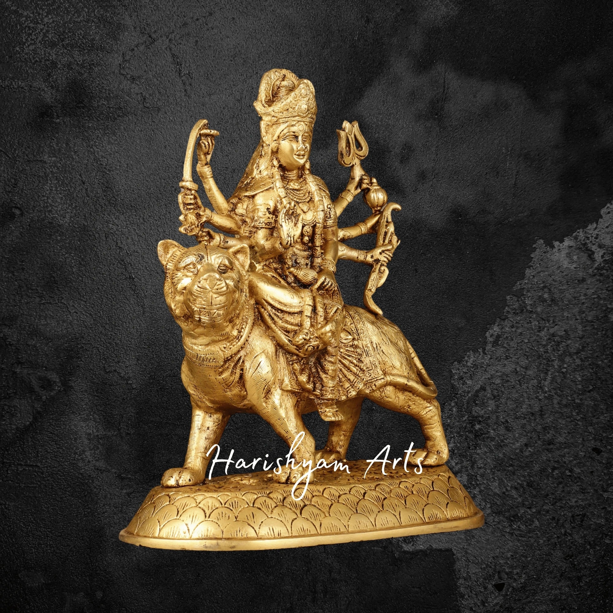 12" Large Pure Brass Goddess Durga Mata Murti for Temple