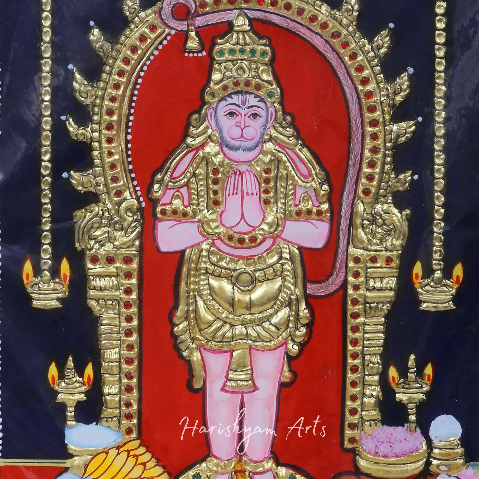 12" Lord Bajrang Bali in a Divine Tanjore Painting2