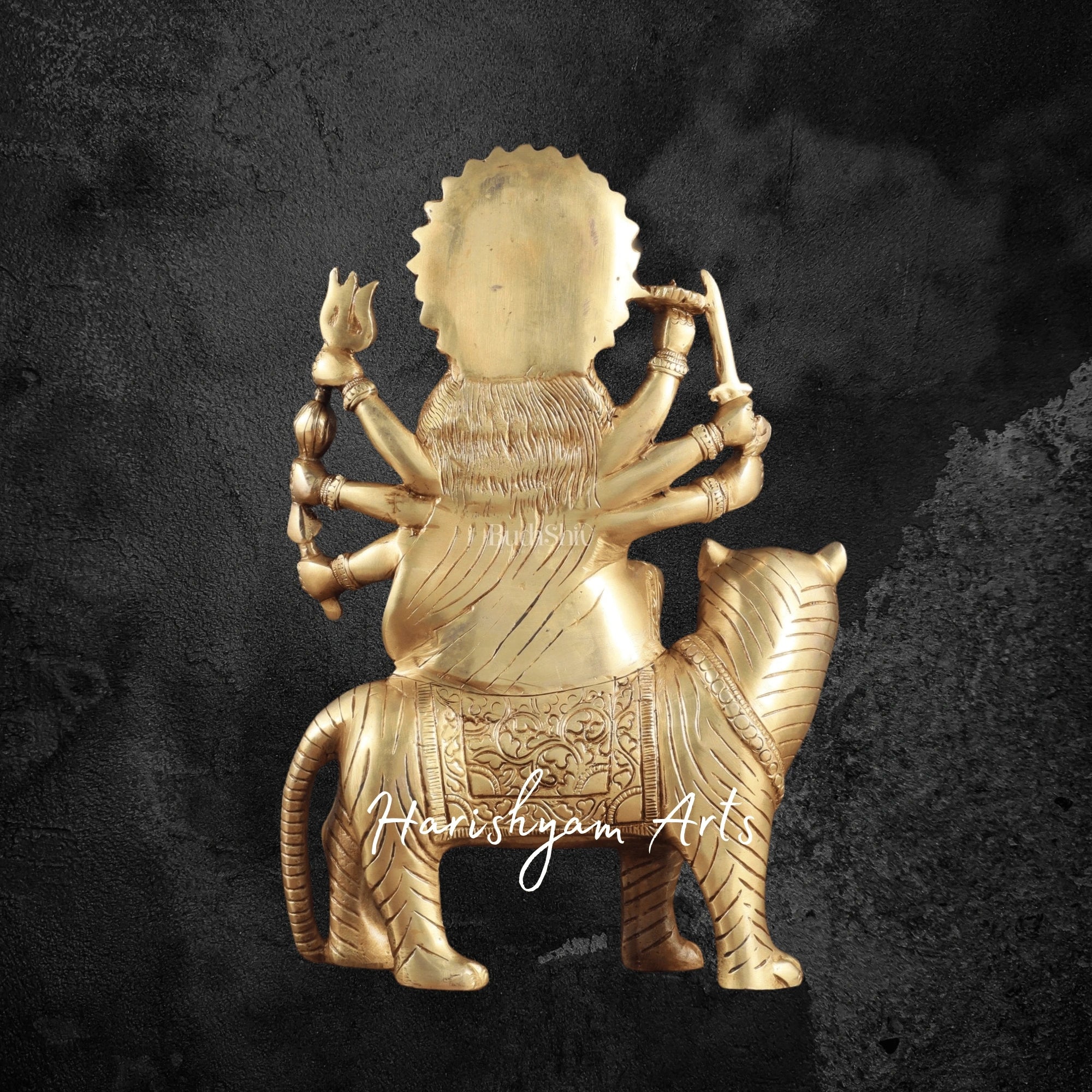 12" Pure Brass Durga Mata Statue with Lion for Pooja