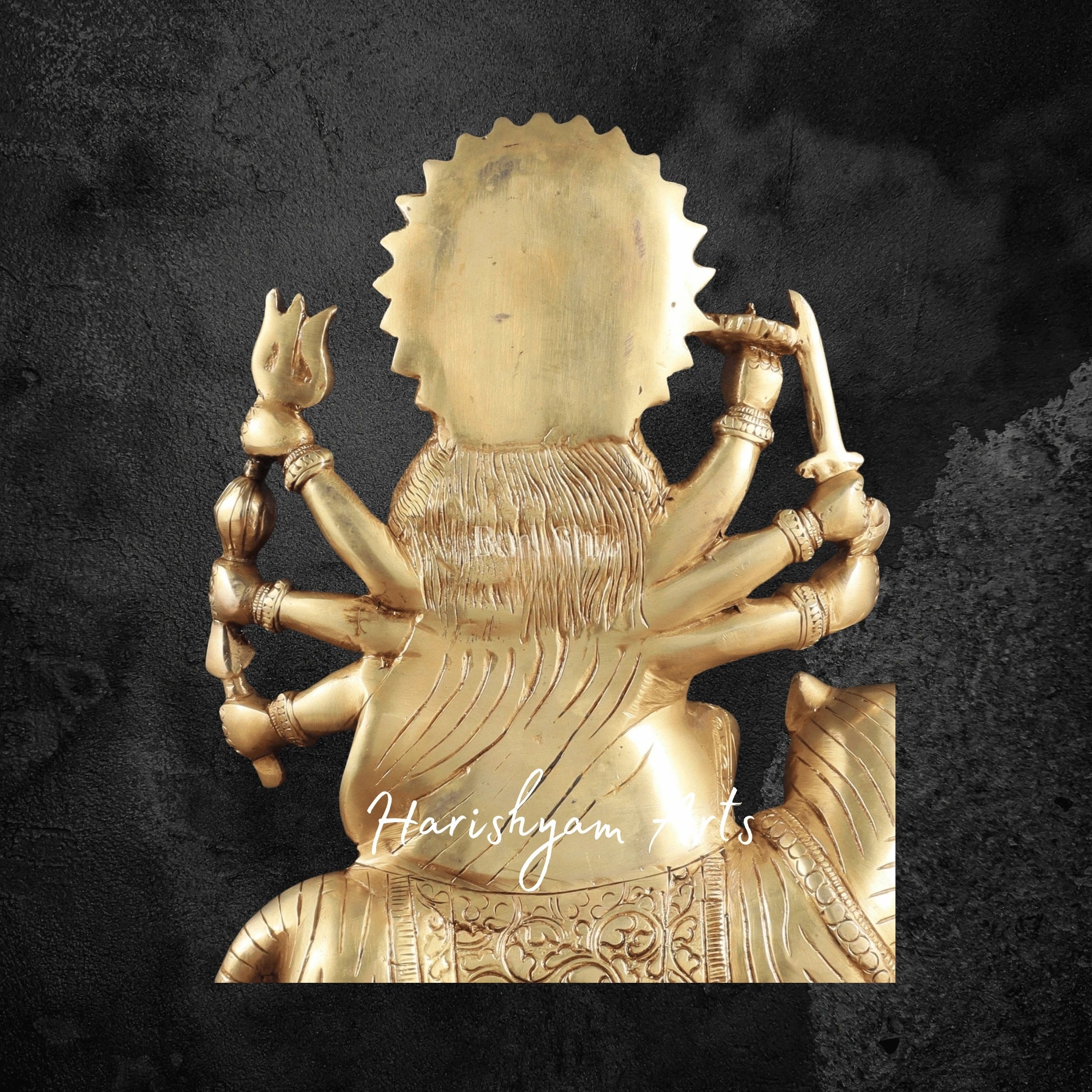 12" Pure Brass Durga Mata Statue with Lion for Pooja