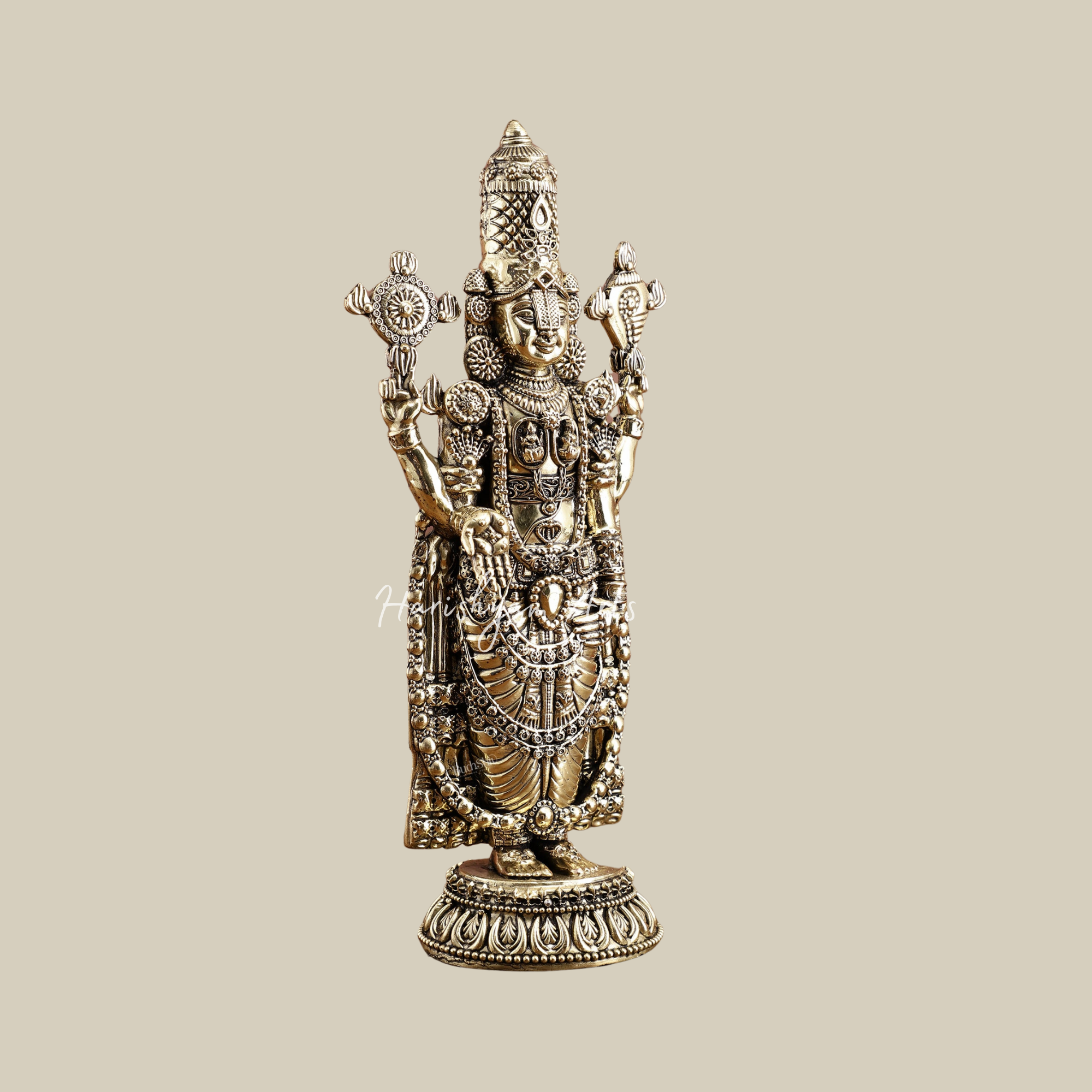 12" Pure Brass Tirupati Balaji Murti for Home and Temple Pooja2