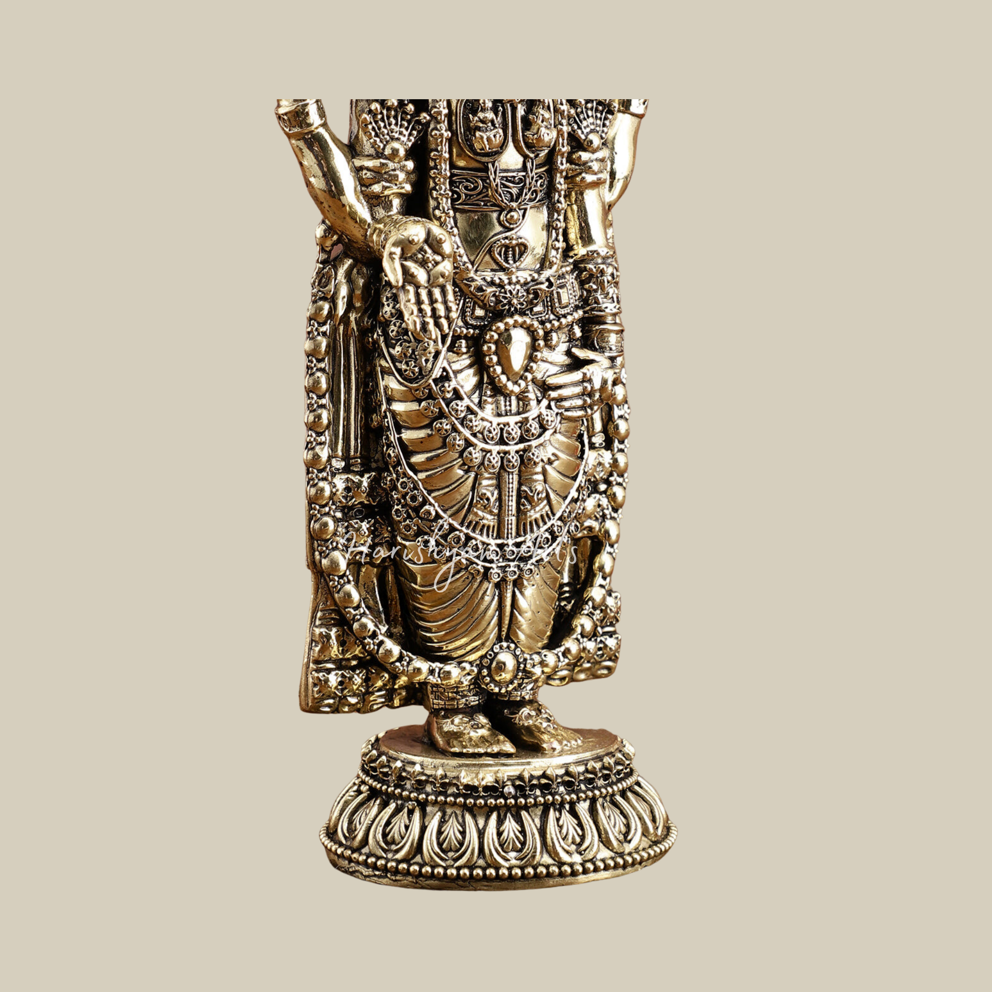 12" Pure Brass Tirupati Balaji Murti for Home and Temple Pooja3