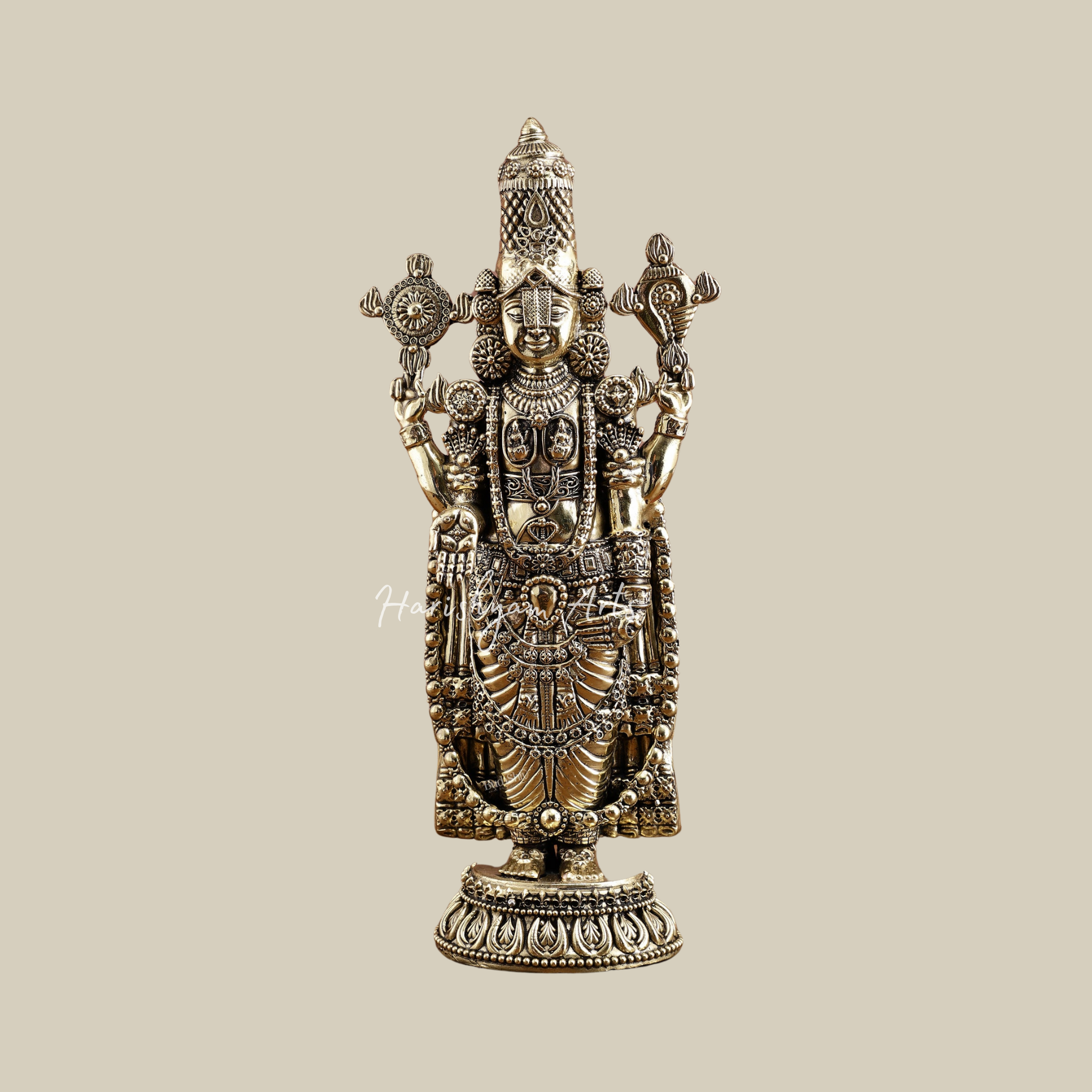 12" Pure Brass Tirupati Balaji Murti for Home and Temple Pooja3