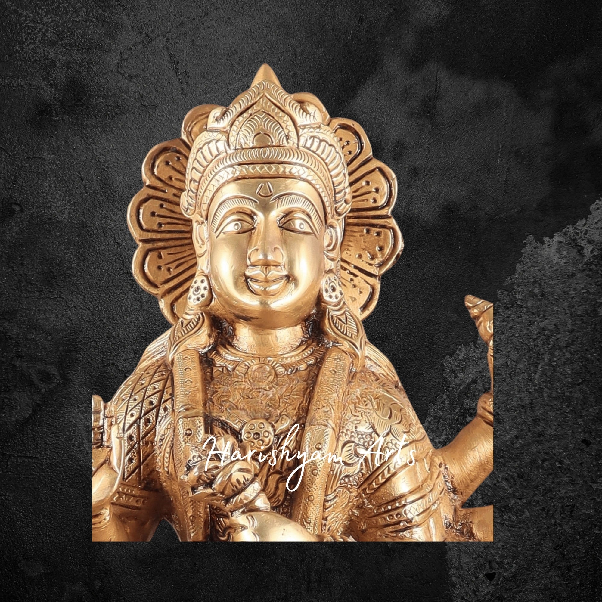 12" Small Brass Sherawali Mata Statue for Devotional Spaces