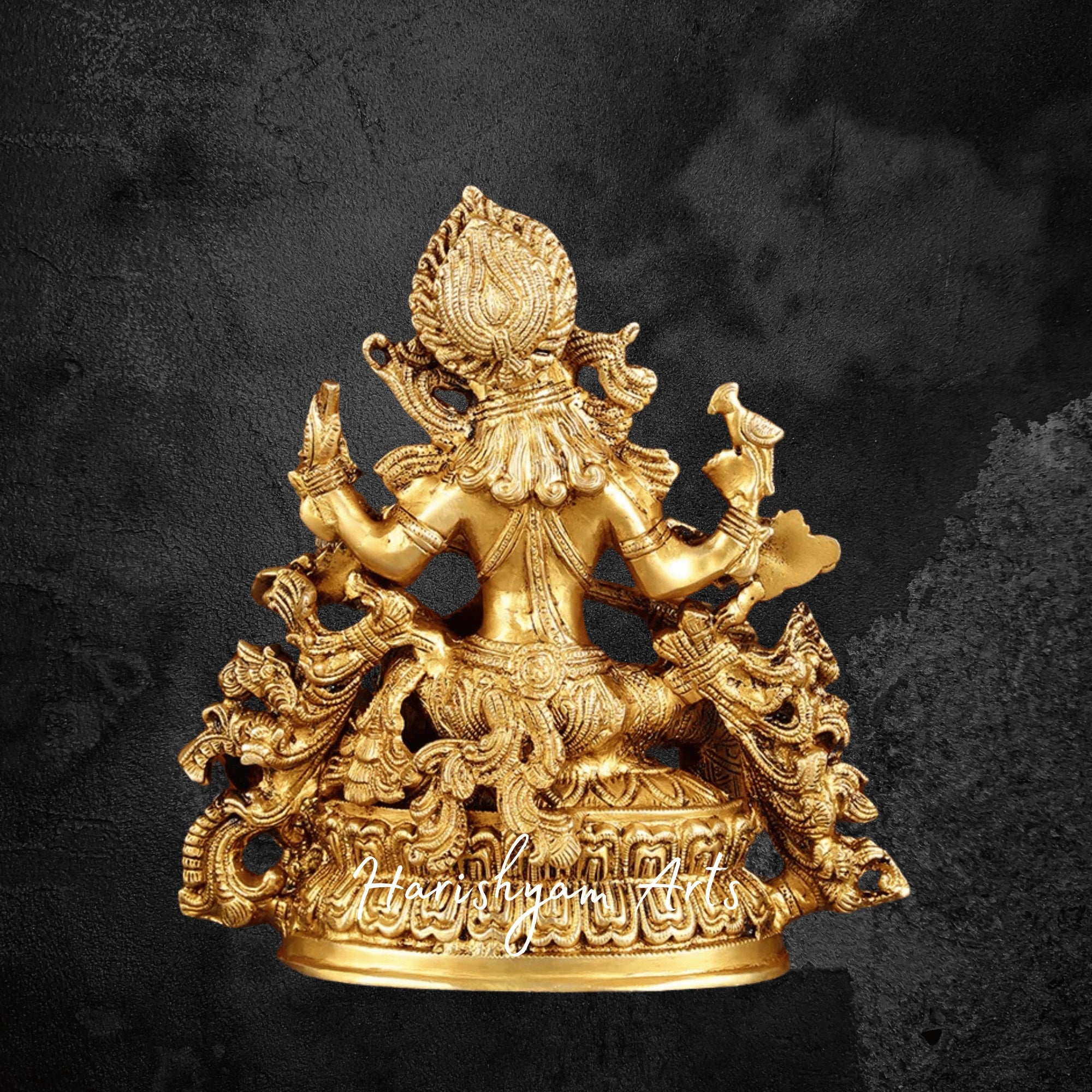 12" Superfine Brass Maa Saraswati Murti for Study Room and Mandir