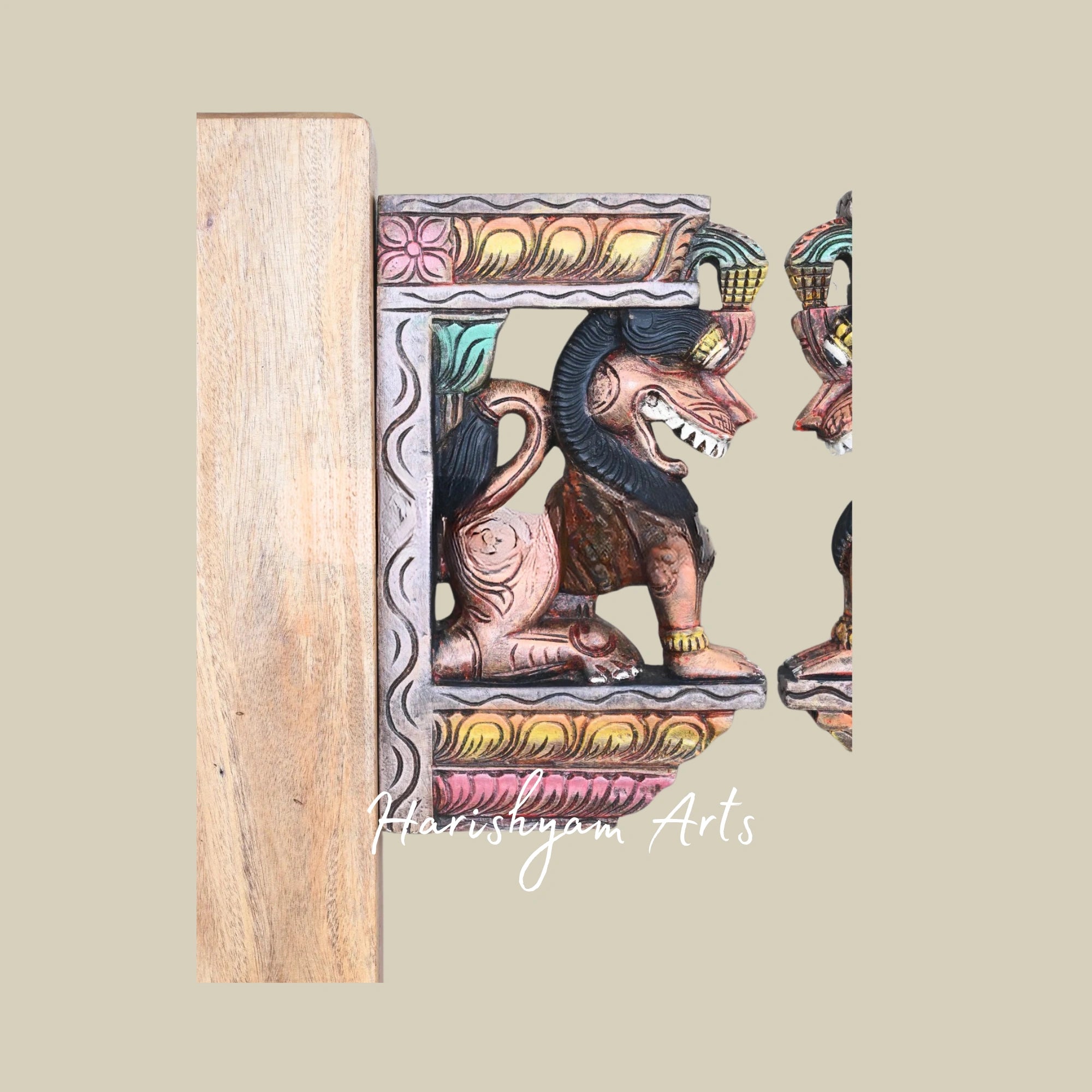 12" Traditional Wooden Yaazhi Wall Brackets