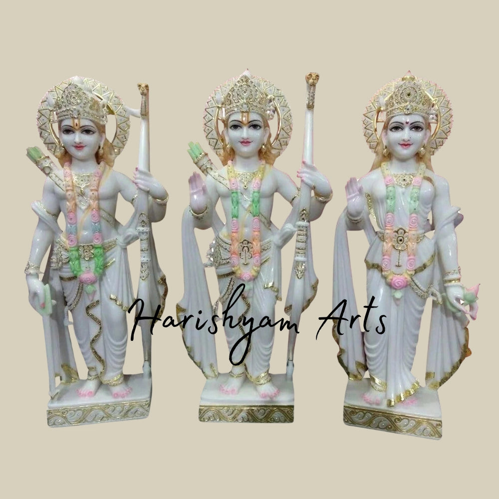 12" White Marble Ram Darbar Statue