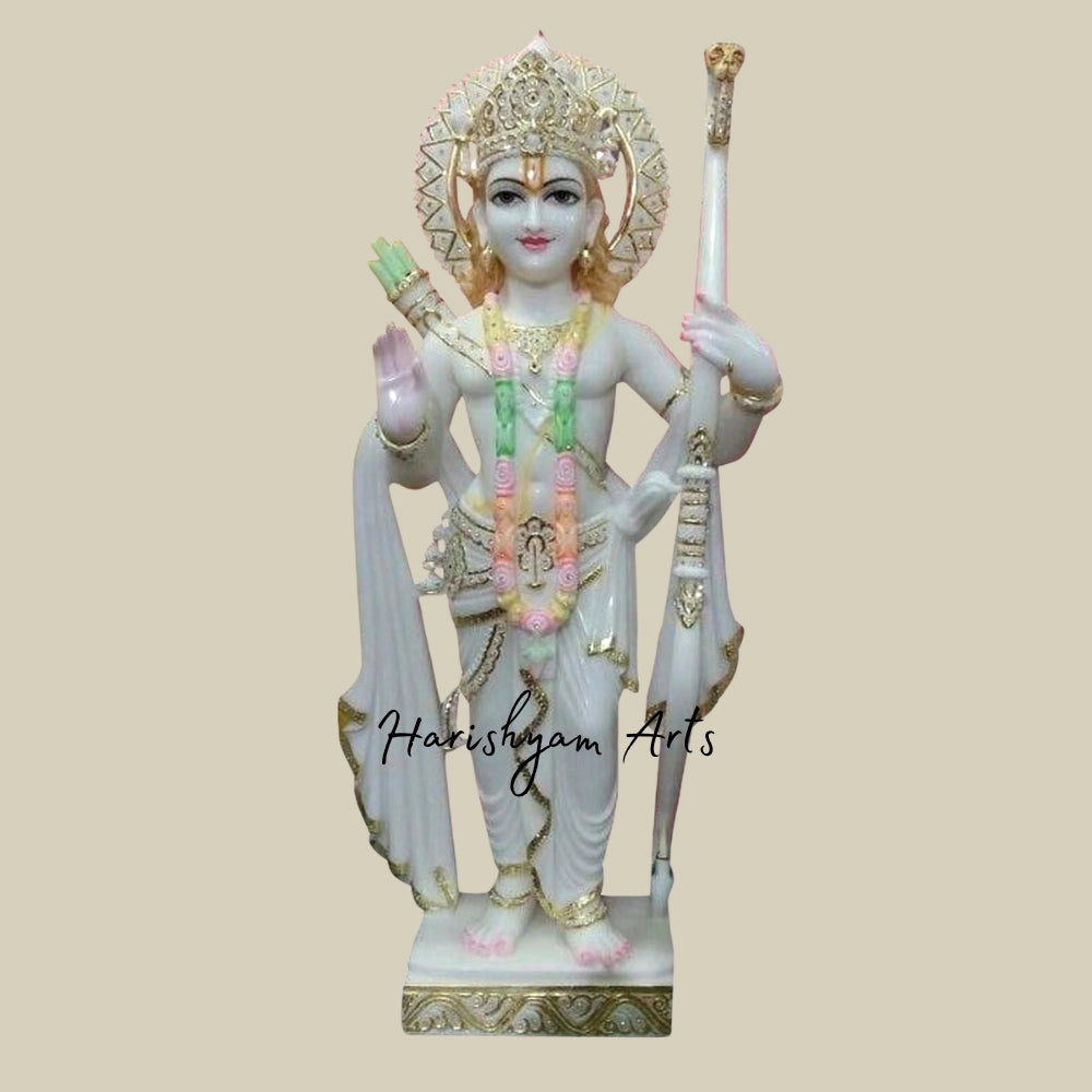 12" White Marble Ram Darbar Statue