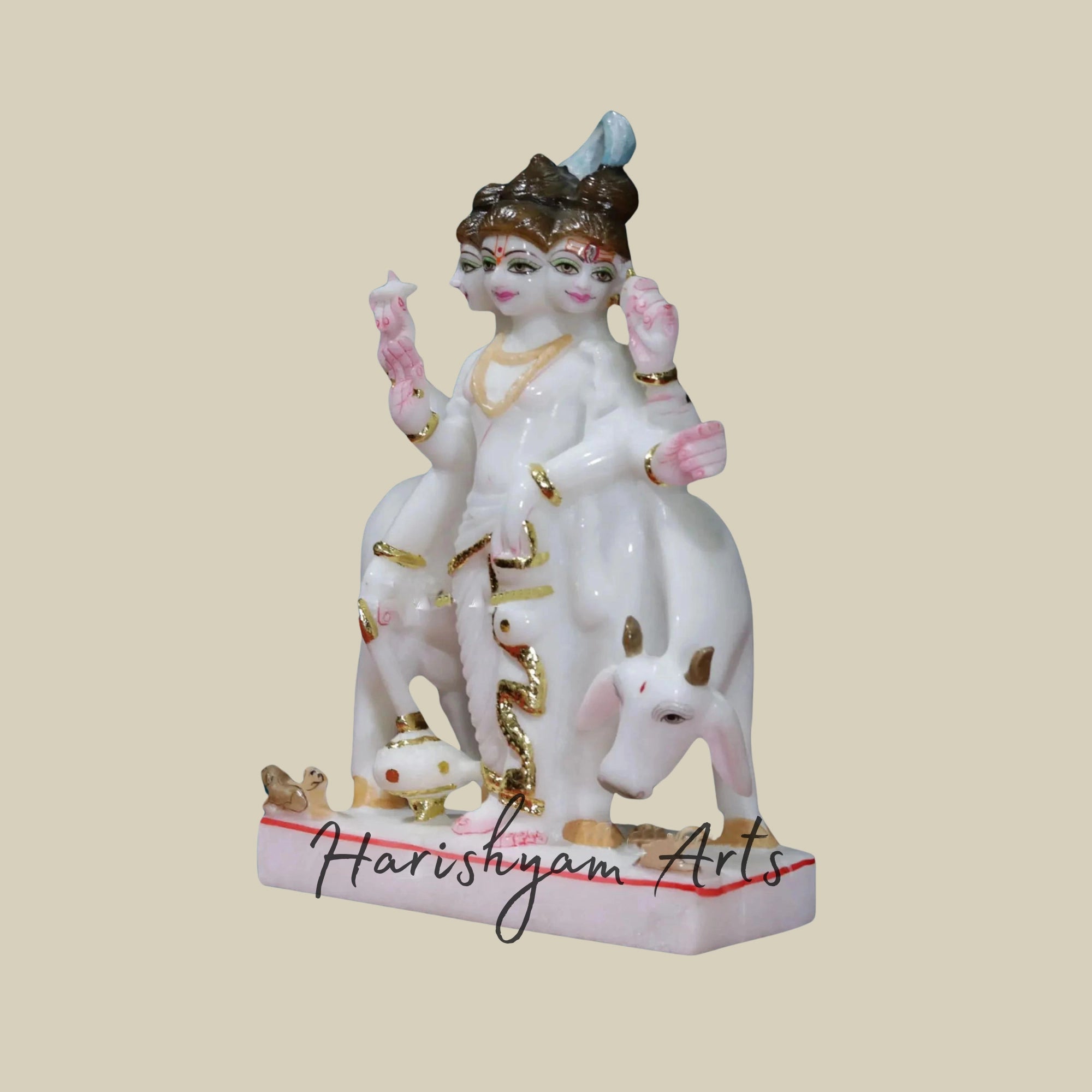 12 inches Handcarved Dattatreya Marble Statue2