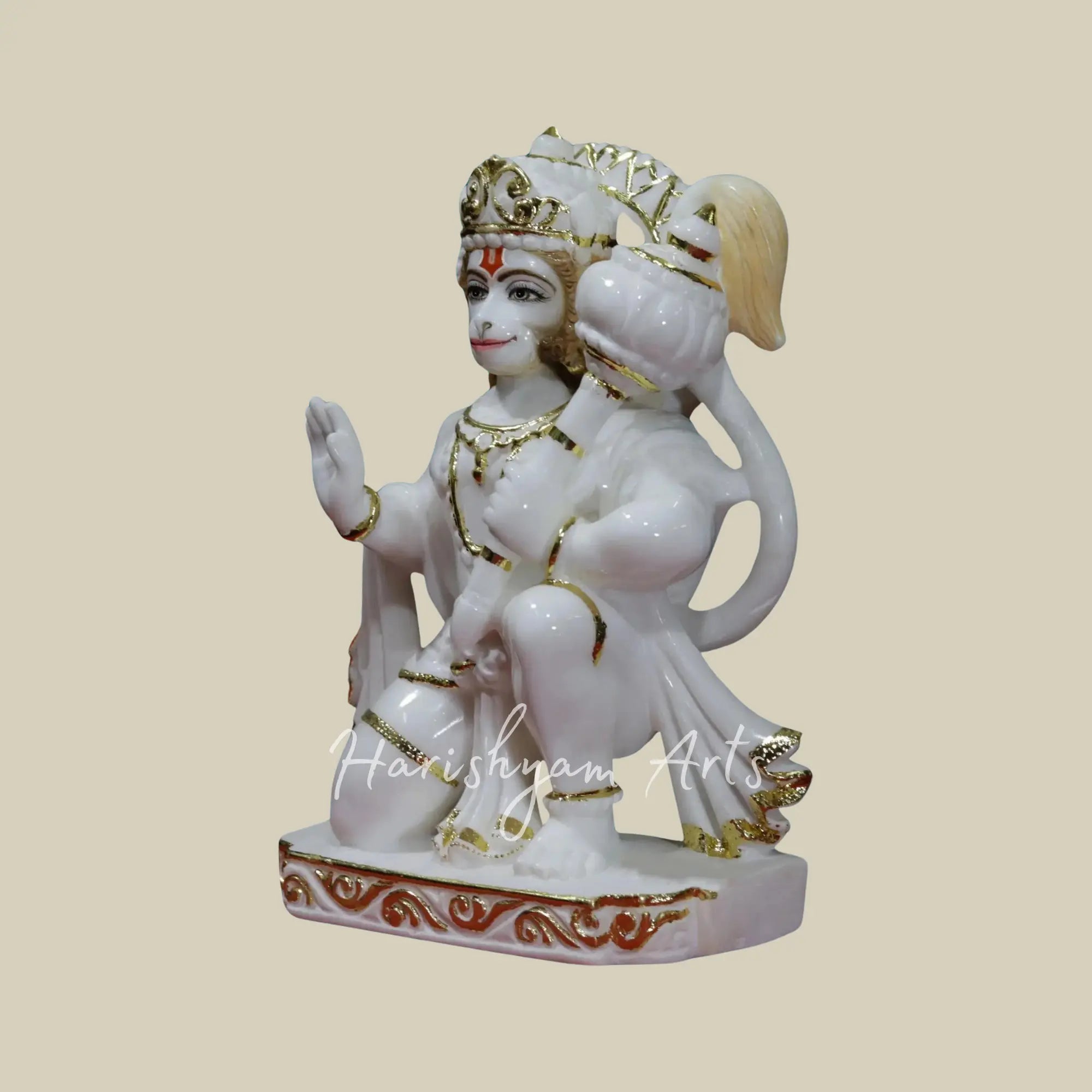 12 inches White Makrana Marble Hanuman Ji Moorti 1