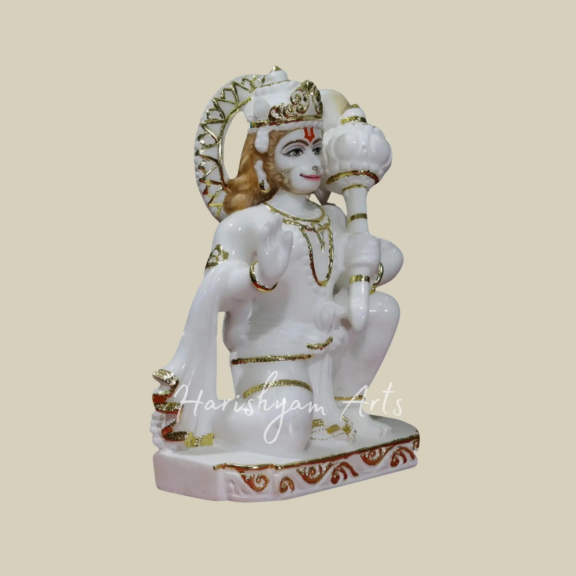 12 inches White Makrana Marble Hanuman Ji Moorti 2