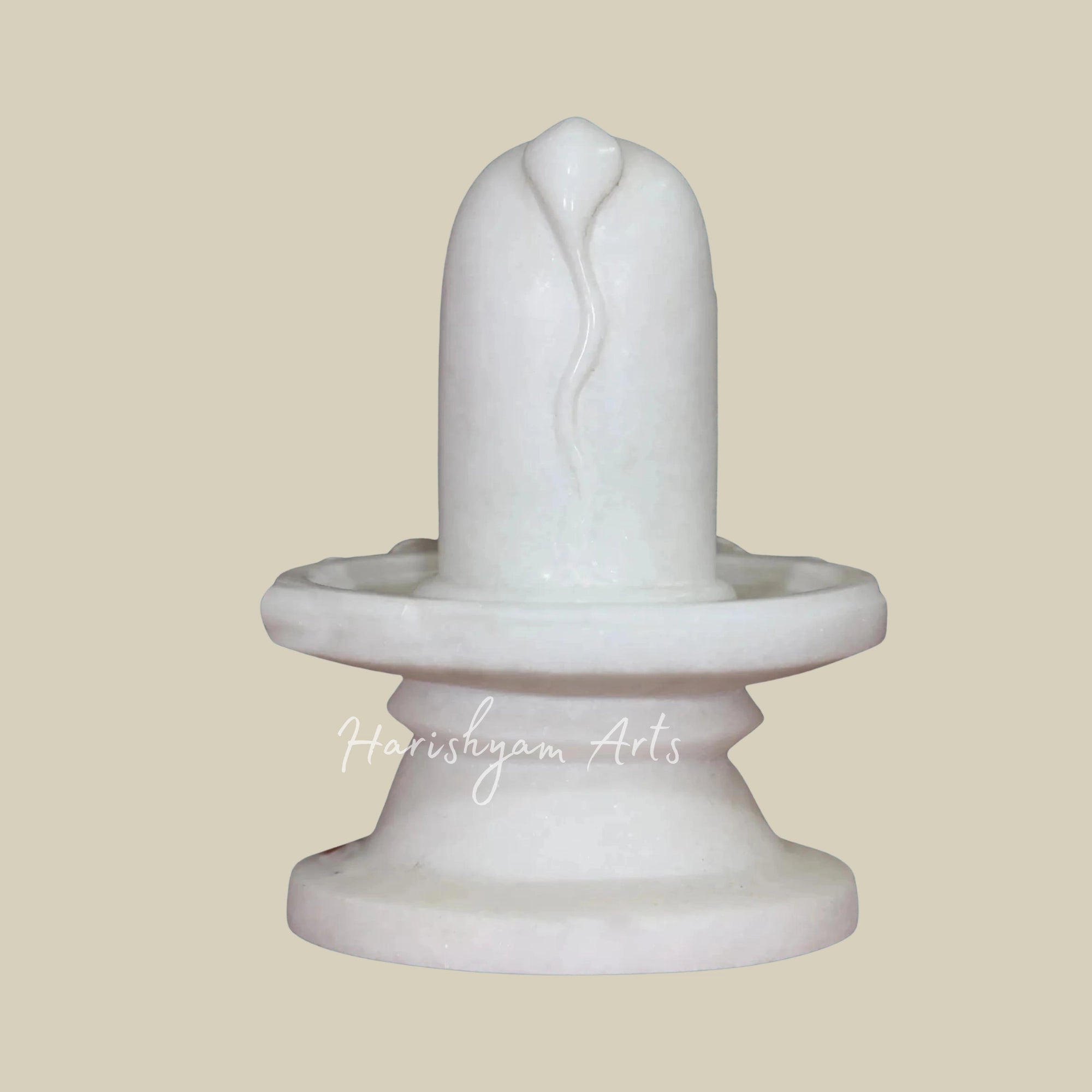 12 inches White Makrana Marble Shiva Linga With Snake1